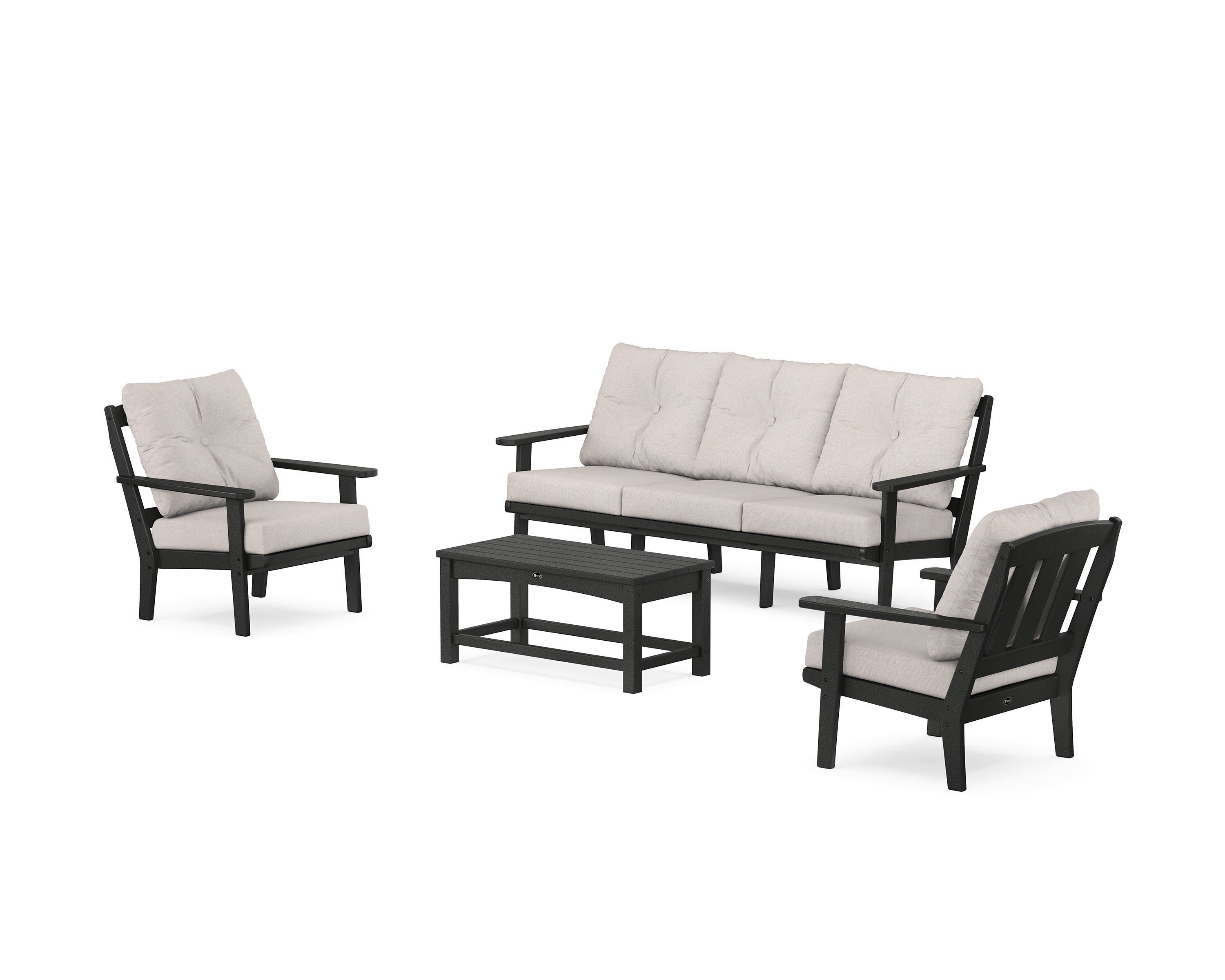 Trex Outdoor Furniture TXS2150-2-CB145999 Cape Cod 4 -Piece Patio Sofa Conversation Set with Tan Cushions