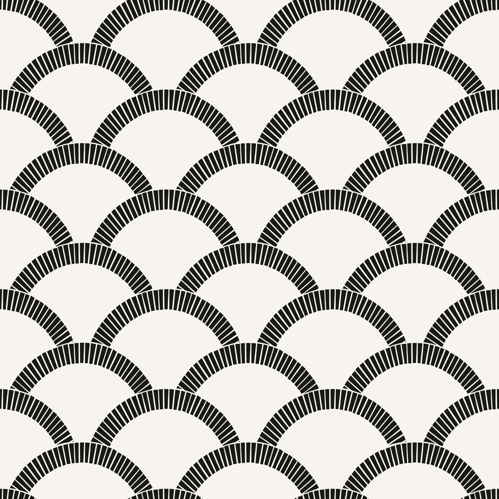 Tempaper Abstract Lines Vinyl Rugs - 48 Round - Black & White