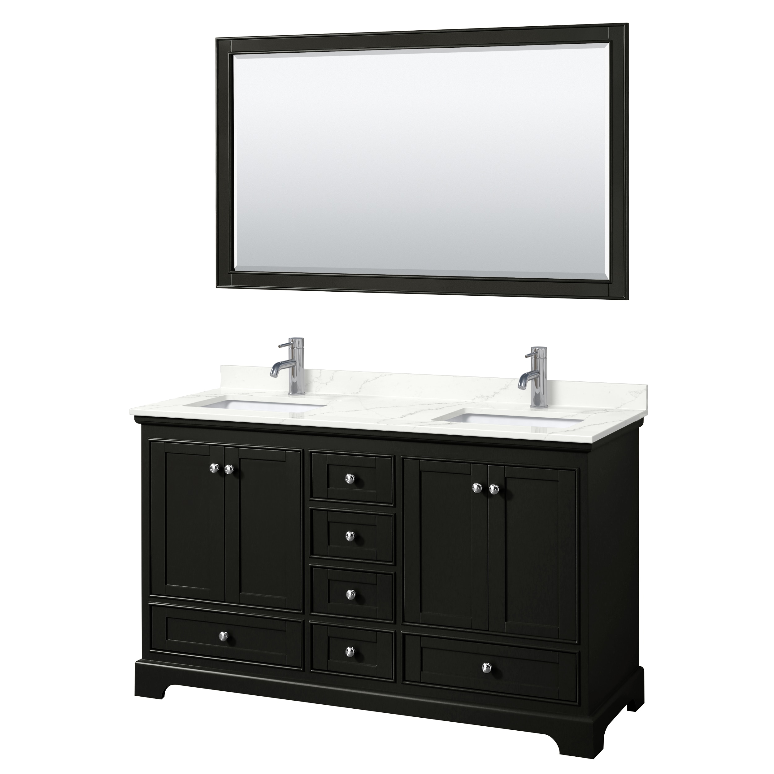 Wyndham Collection WCS202060DDEGTUNSM58 Deborah 60-in Dark Espresso Undermount Double Sink Bathroom Vanity with Giotto Quartz Quartz Top (Mirror Included)