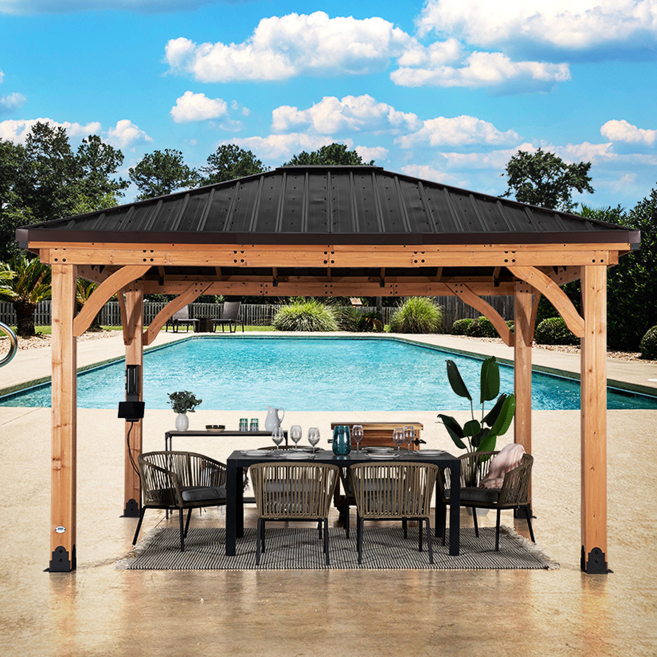 Barrington Cedar and Steel 14x12 Outdoor Gazebo