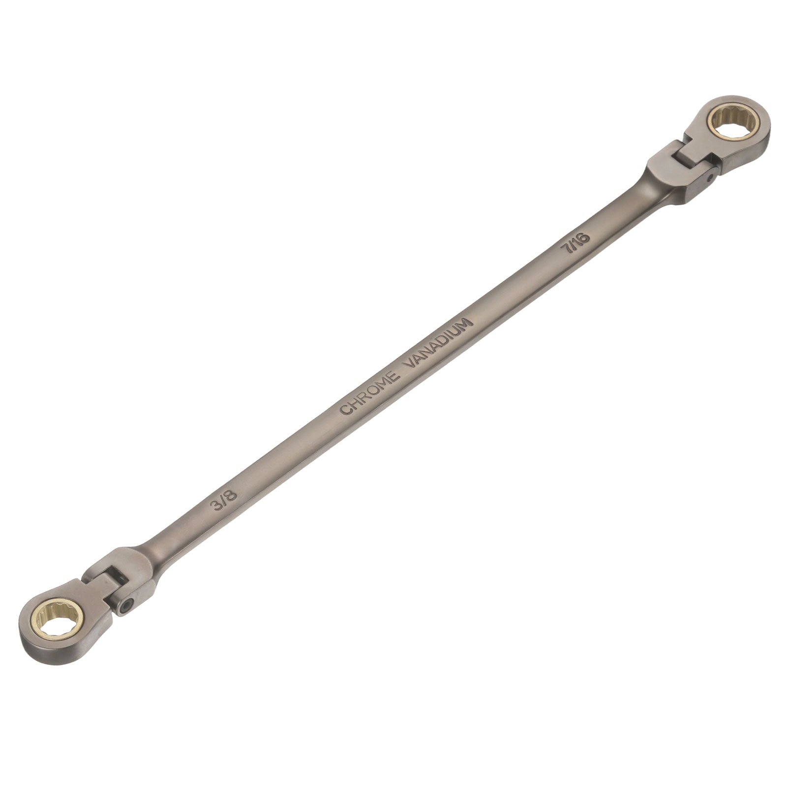 Harfington Double Box End Wrench 3/8 Inch x 7/16 Inch Extra Long Flex Head 72-Tooth 12-Point Ratcheting Wrenches 180 Degree CR-V Steel for Garage Repair DIY Black