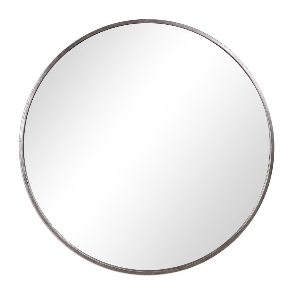 Global Direct 35-in W x 35-in H Round Antique Silver Framed Wall Mirror ...