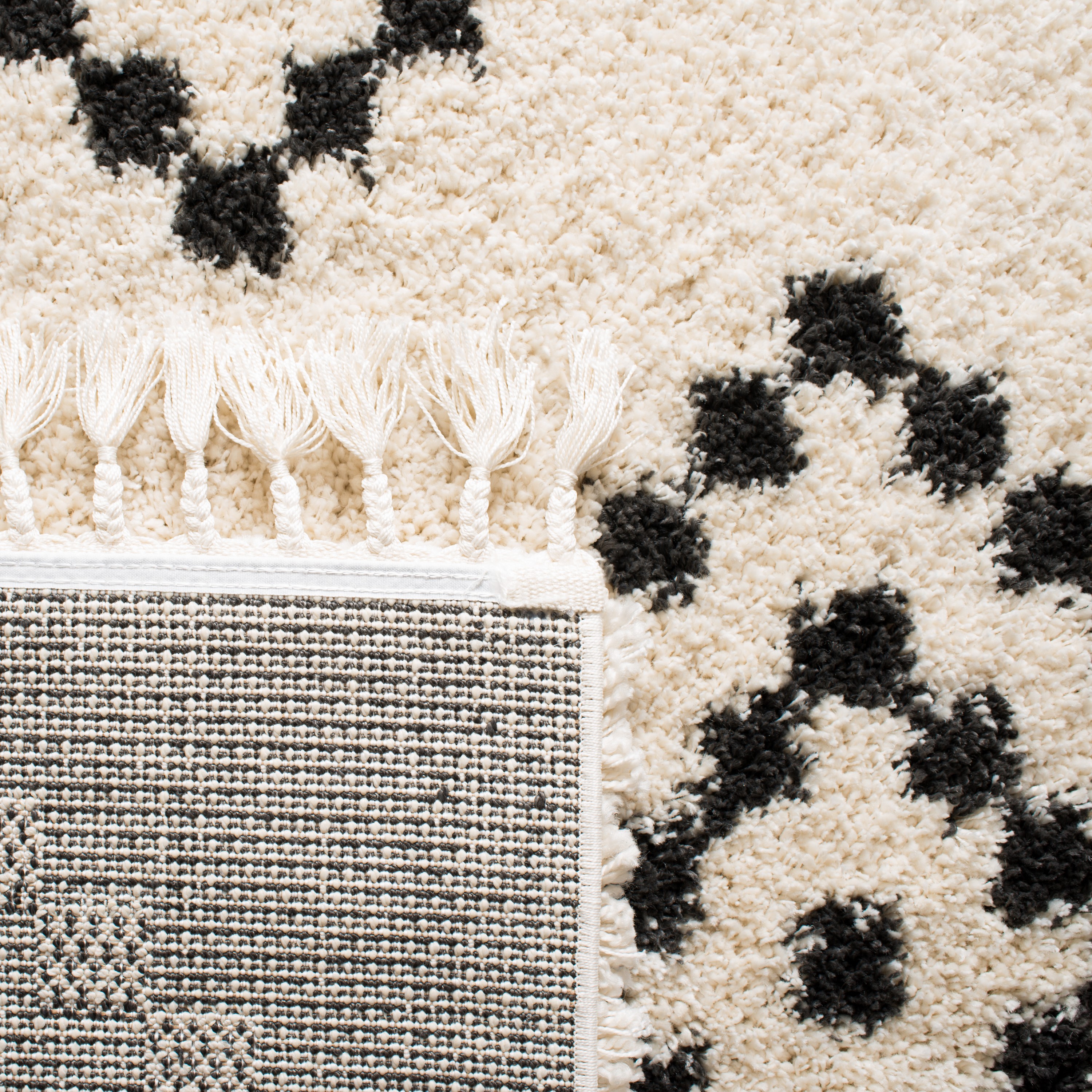 Handmade Gray Wool and Synthetic Shag Rug, 3' x 5'