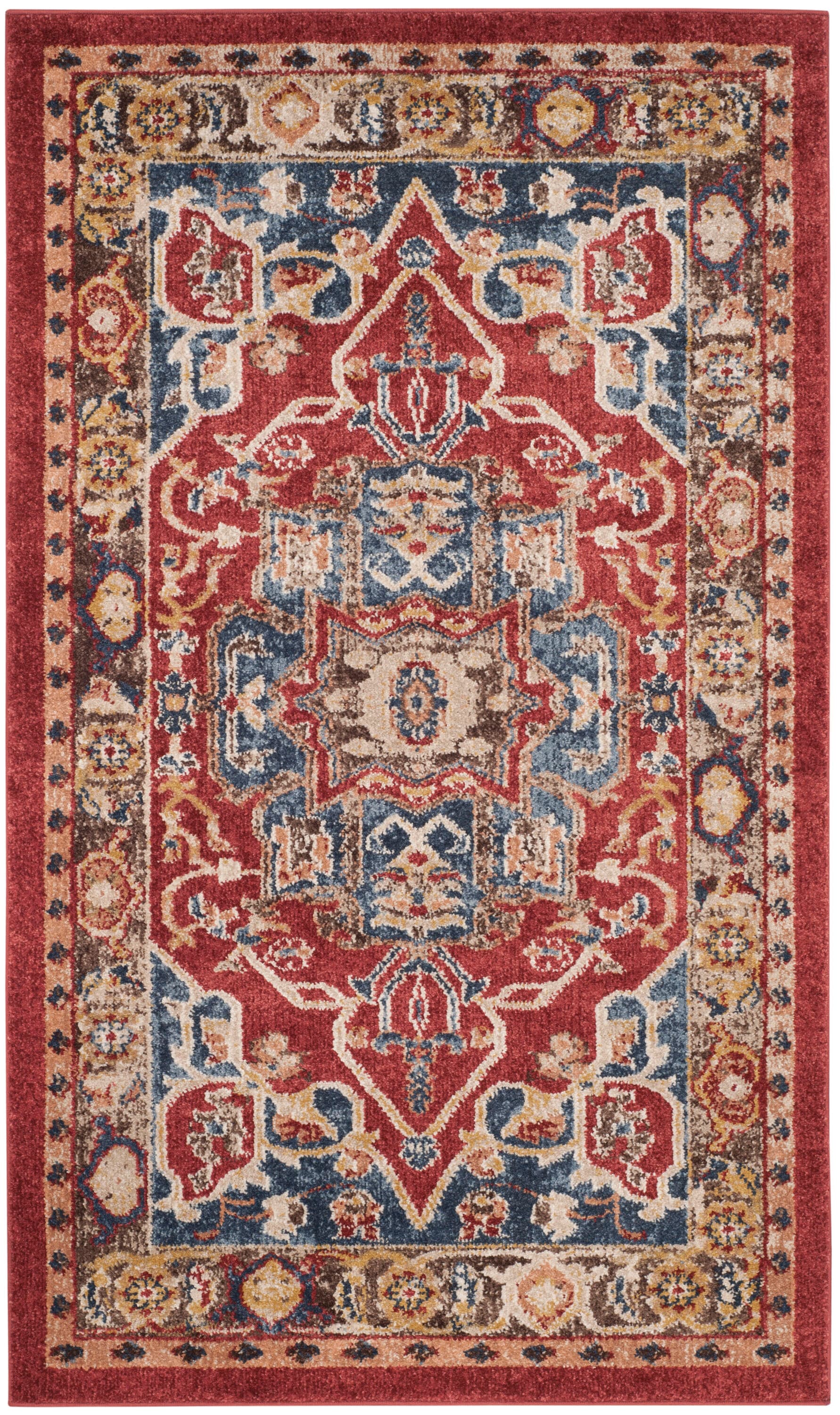 Royal Bijar 3' x 5' Red Synthetic Traditional Accent Rug