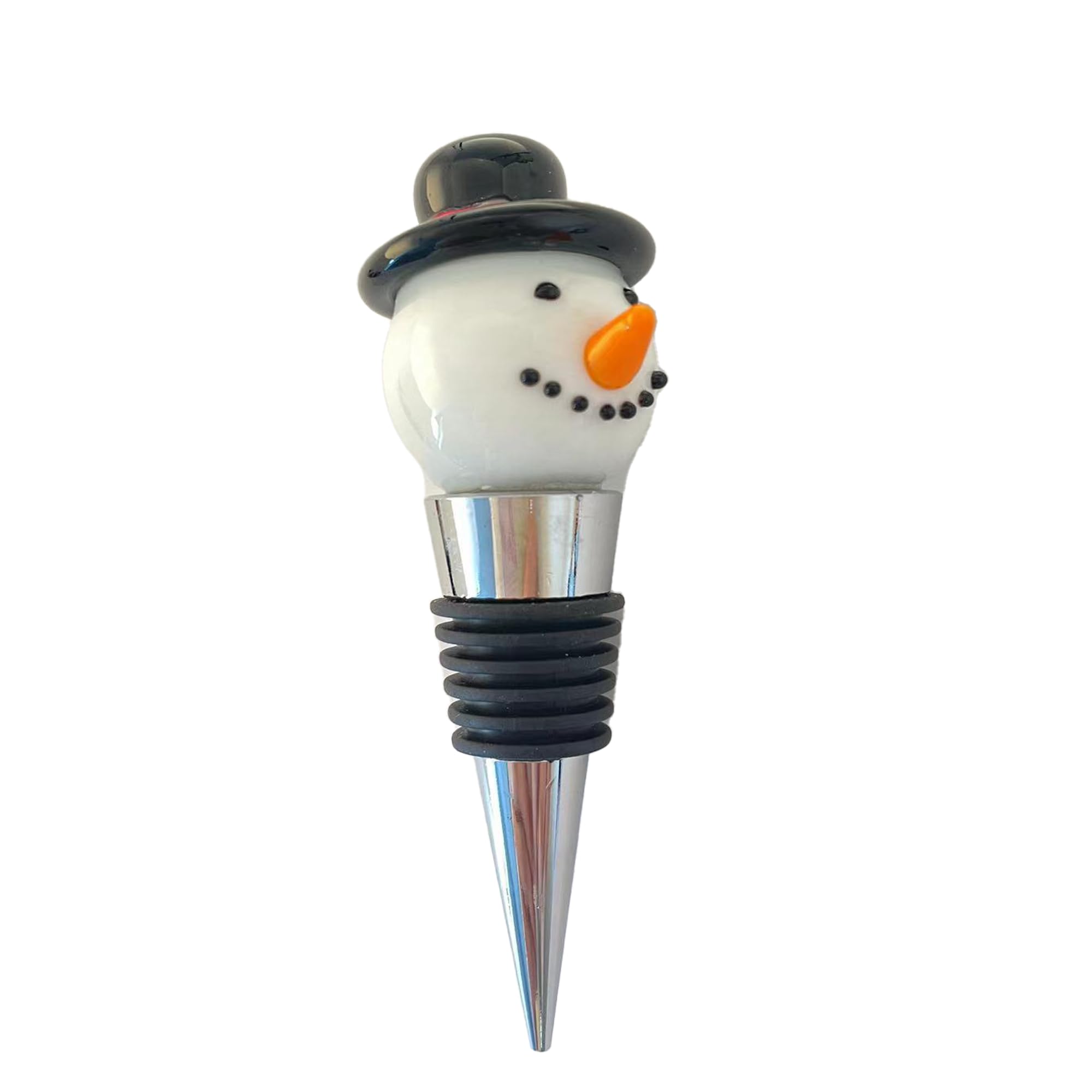 Aoibox  Snowman Black Hat Wine Bottle Stopper Silicone Zinc Alloy Christmas Decorative Cork for Home Bar Gift