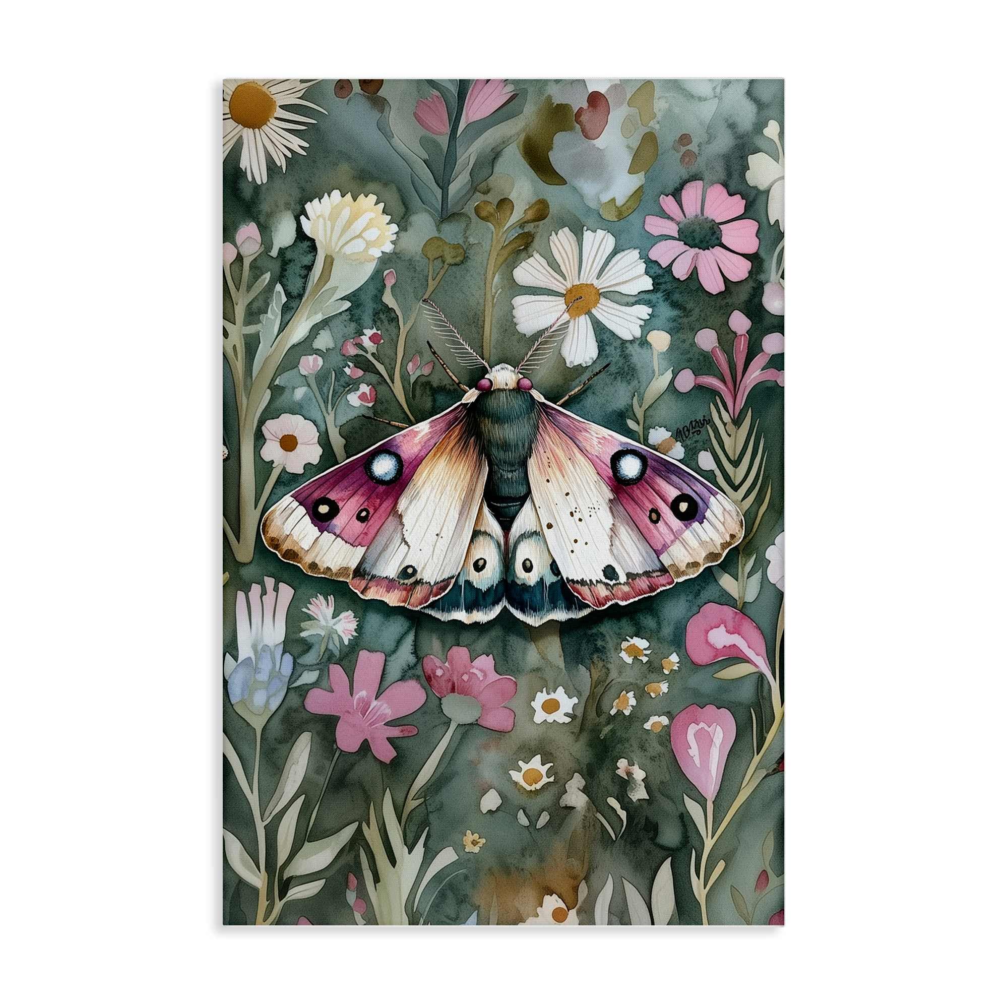 Stupell Industries BT-868-CN-20X30 Beautiful Moth over Florals Canvas Wall Art By The Dutch Lady 20 x 30