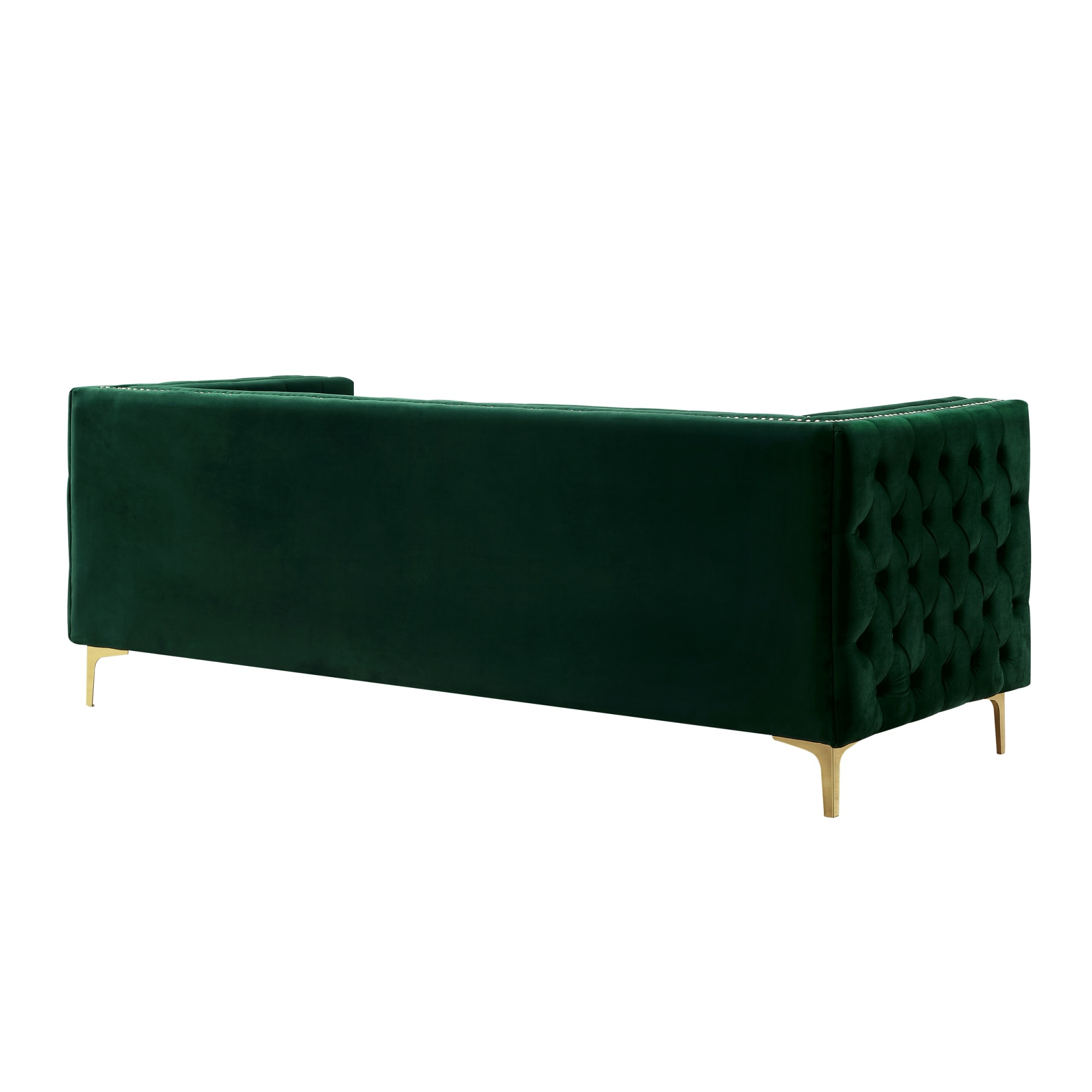 Inspired Home Olivia 34.5-in Glam Hunter Green Velvet 3-seater Sofa in ...