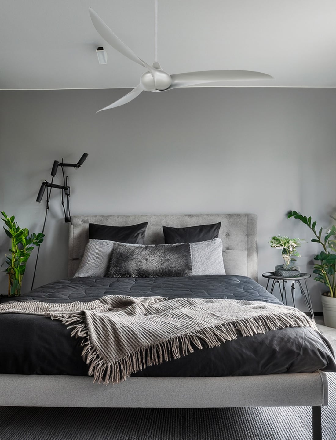 Minka Aire F855-SL Wave 65 65-in Silver with Silver Blades Propeller Ceiling Fan Without Light - Remote Included ( 3 -Blade )