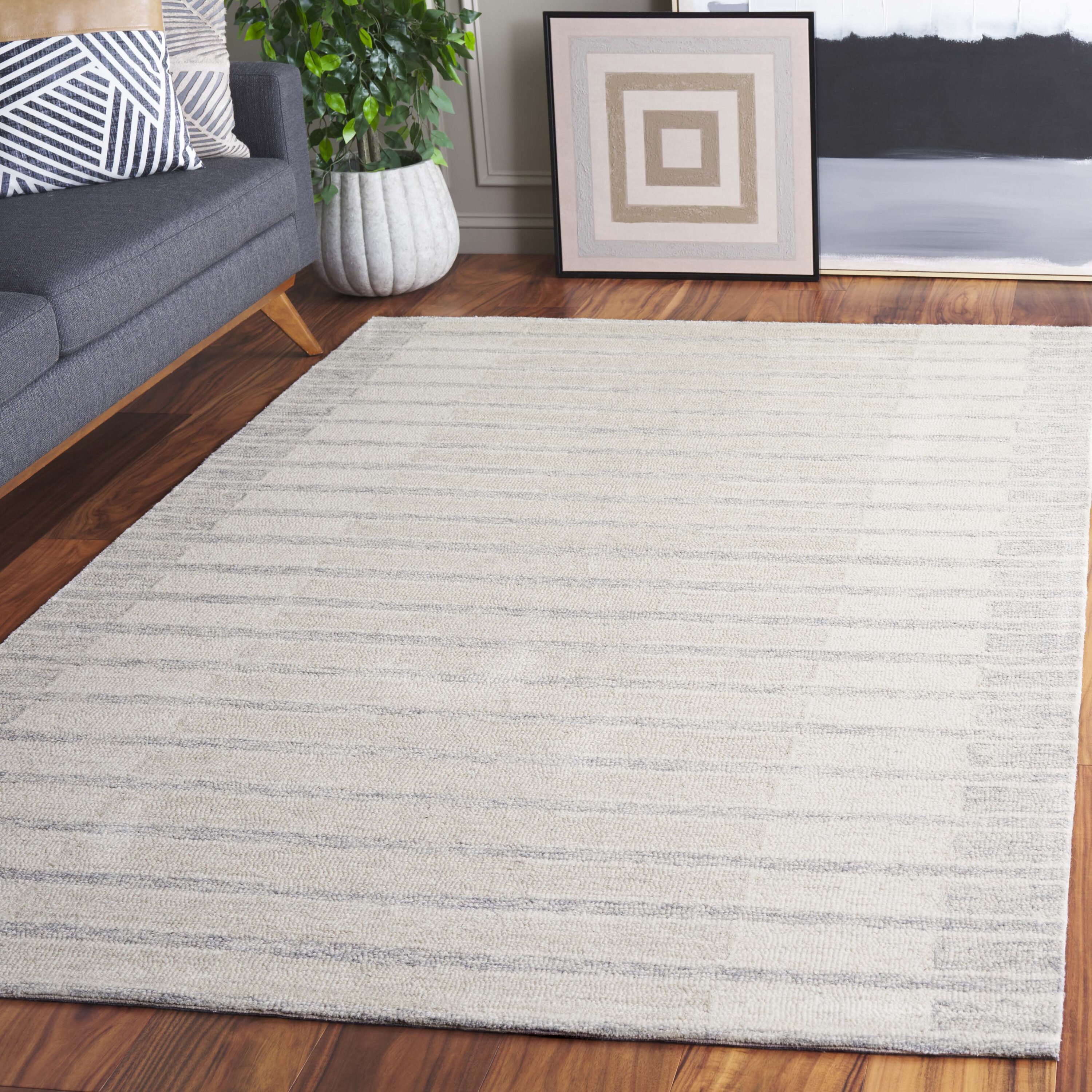  Ebony 808 Beige/Gray Contemporary 4ft x 6ft Small Rectangle Rug
