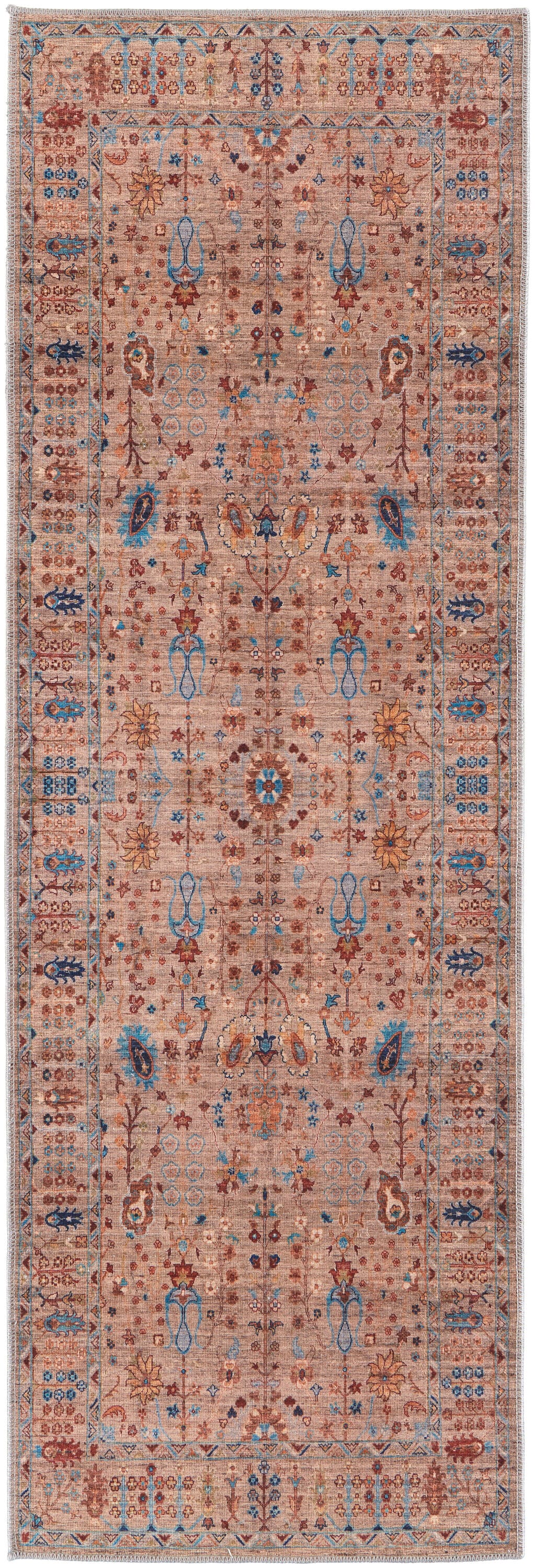 Room Envy RLNR39HPBGEMLTI7A 3 x 8 (ft) Loomed Polyester Tan/Pink/Blue Rectangular Indoor Machine washable Runner rug