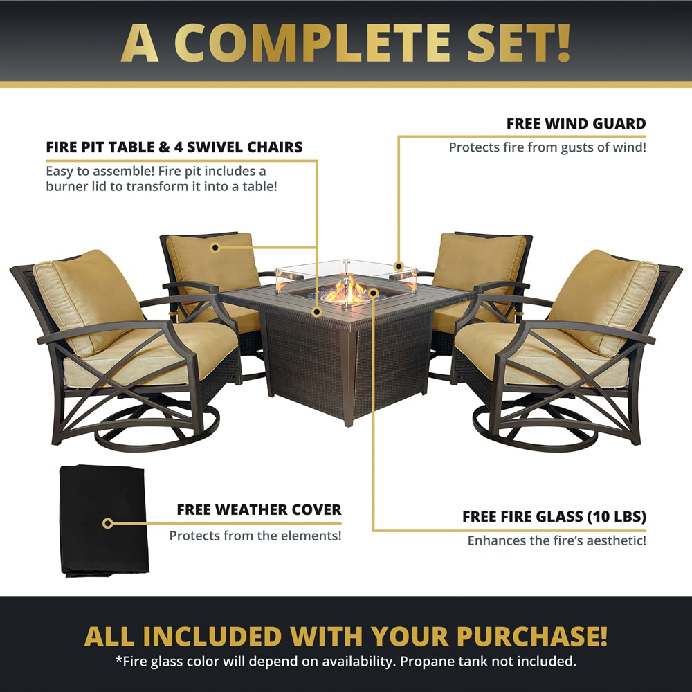 Kinger Home Ethan 5Piece Rattan Patio Conversation Set with Tan