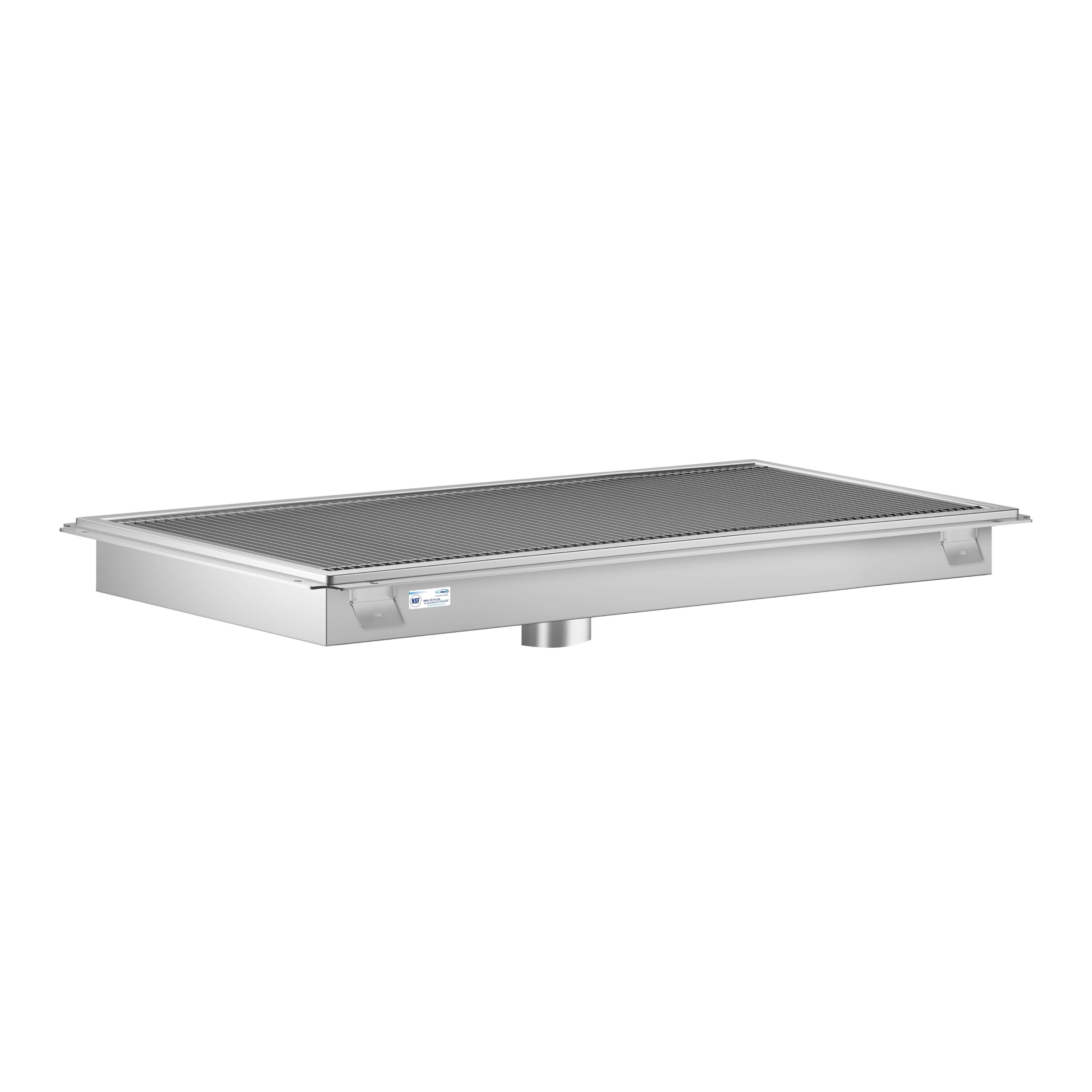 KoolMore LOW-KM-FTG-2448 24" x 48" Stainless Steel Floor Trough Drain, 14-Gauge with Subway-Style Grating & Removable Drain Basket, NSF Listed (KM-FTG-2448)