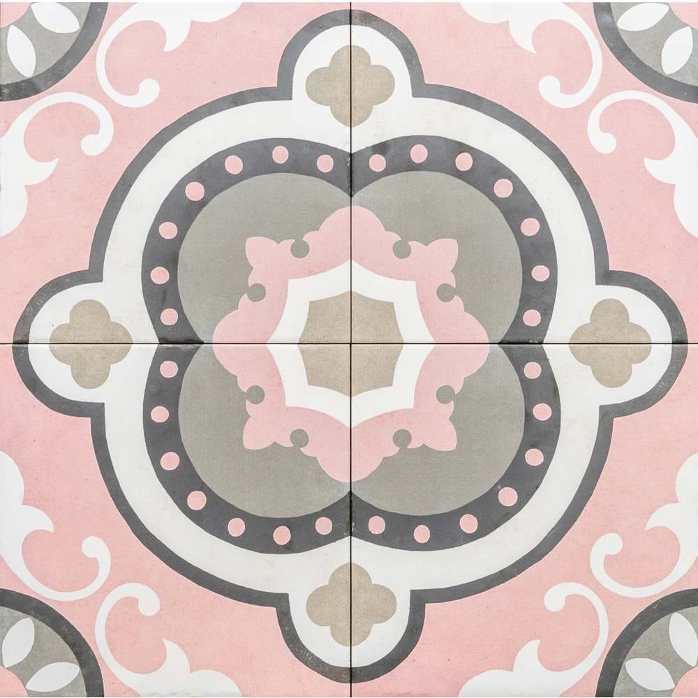 The Tile Life Art Deco Rose Pink 8-in x 8-in Matte Porcelain Patterned ...