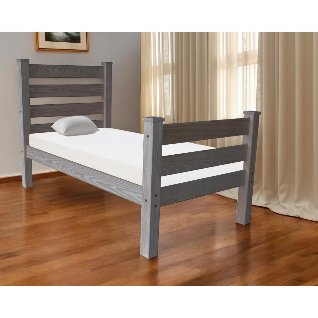 HomeRoots 4000546940 Twin Gray Wood Bed Frame with Headboard