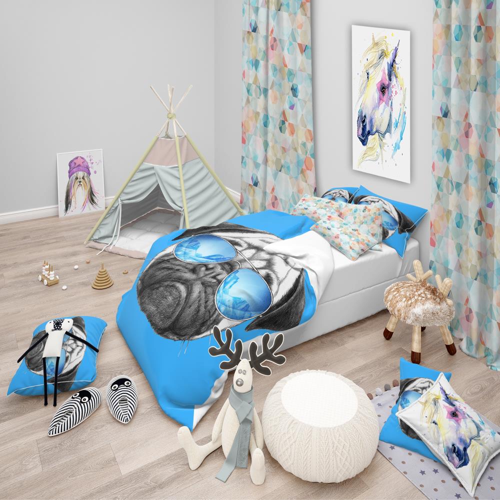 Designart BED13164-Q 3 -Piece Blue Queen Duvet cover Set