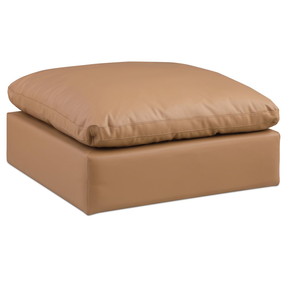 Meridian 188COGNAC-OTT Comfy Cognac Vegan Leather Modular Ottoman