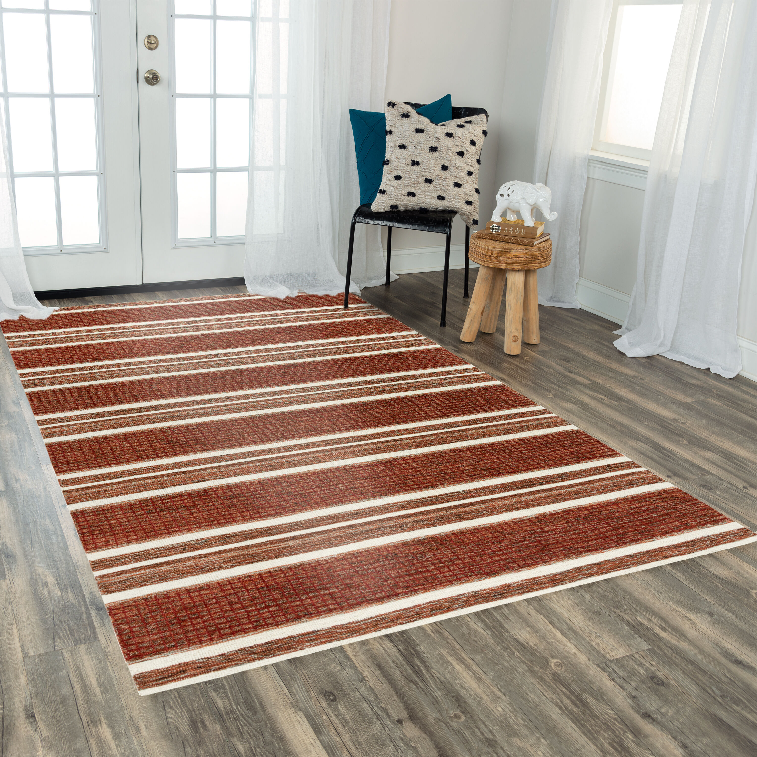 Alora Decor Jupiter 8 X 10 (ft) Wool Red Indoor Stripe Area Rug at ...