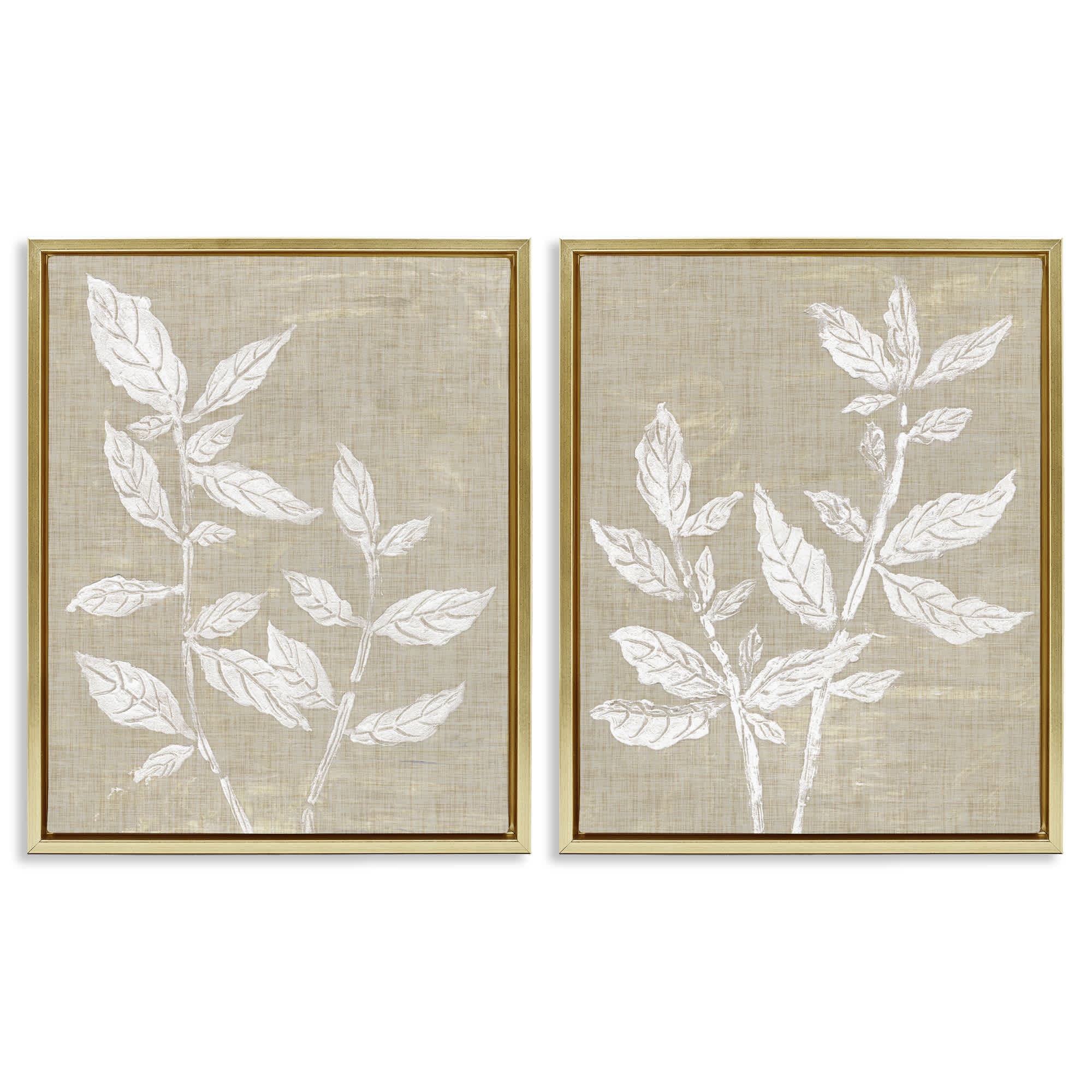 Stupell Industries B2-765-FFG-2PC-16X20 Botanicals on Textile Pattern 2pc Floating Frame Set design by Melissa Wang