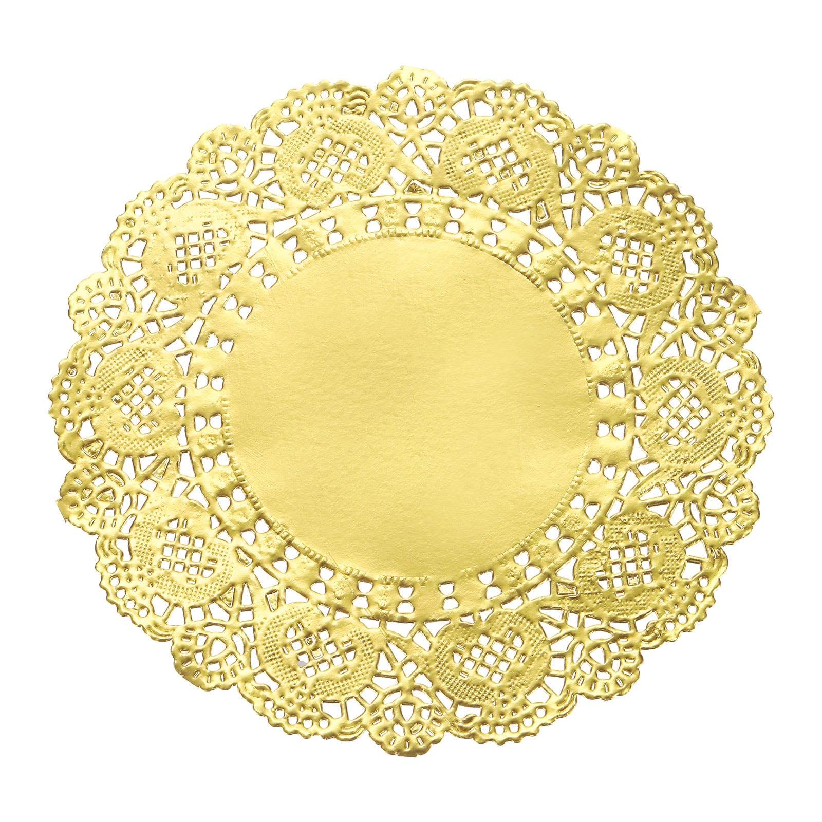 Unique Bargains 50pcs Round Paper Doilies 5.5-Inch Disposable Lace Doilies for Food Tableware Parties Weddings Birthday Gold