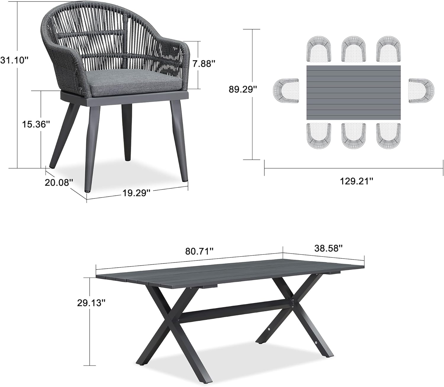 PURPLE LEAF LS03-VT09-205-GY Patio-Dining-Sets - View #8