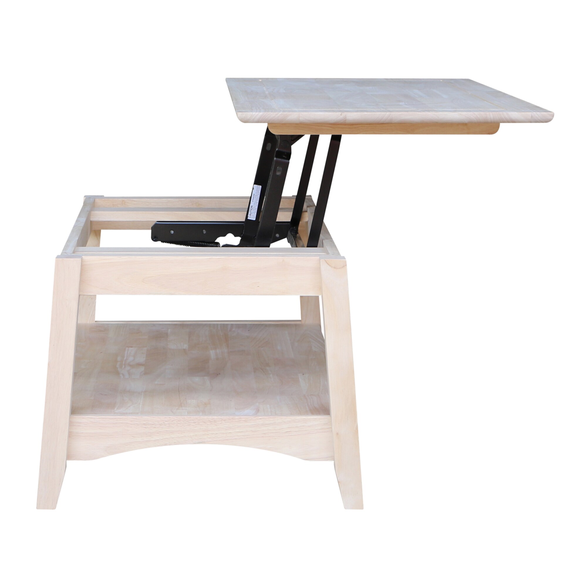 Solid Parawood Bombay Tall Lift-Top Coffee Table in Natural Finish