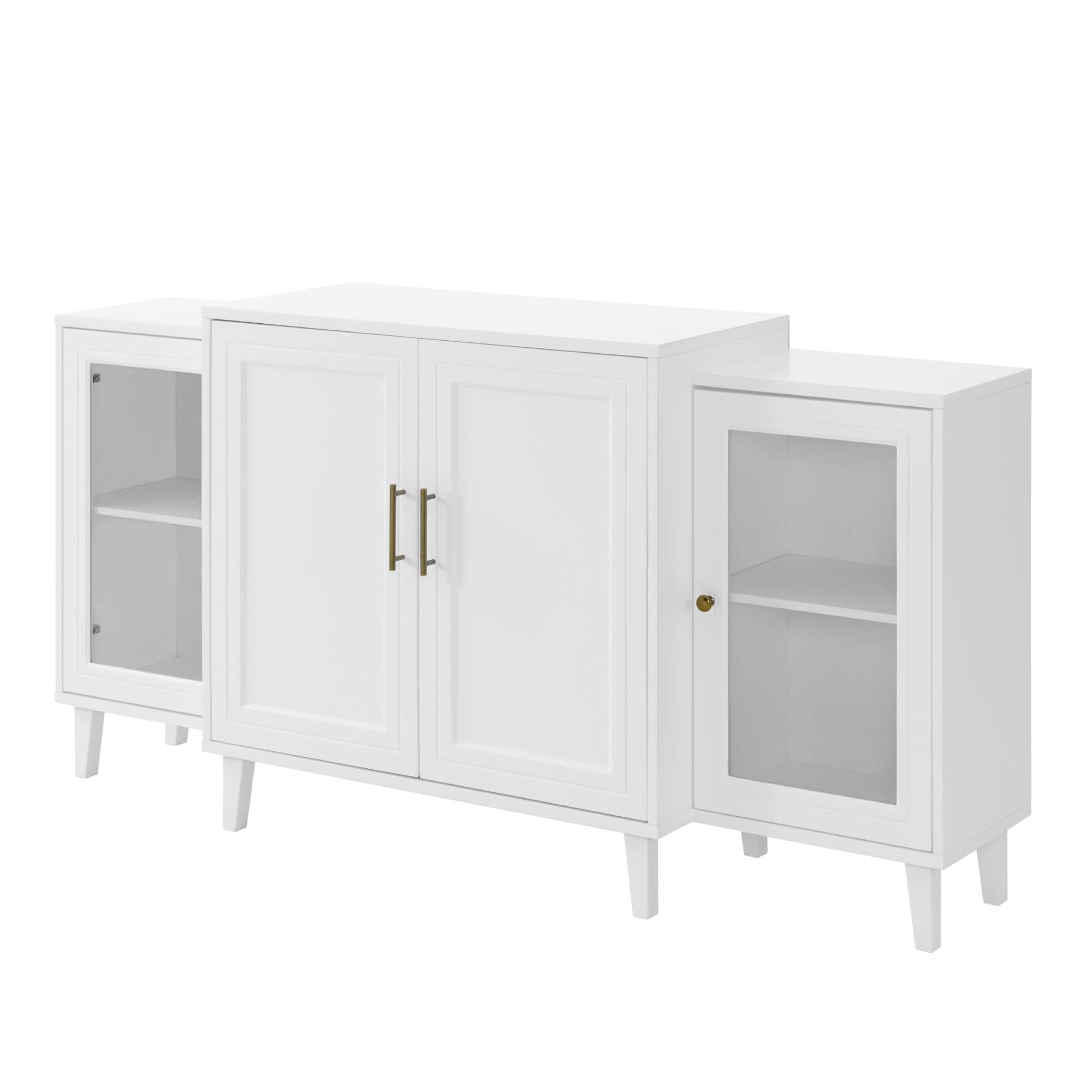 Walker Edison Transitional White Console Table with Adjustable Shelves ...