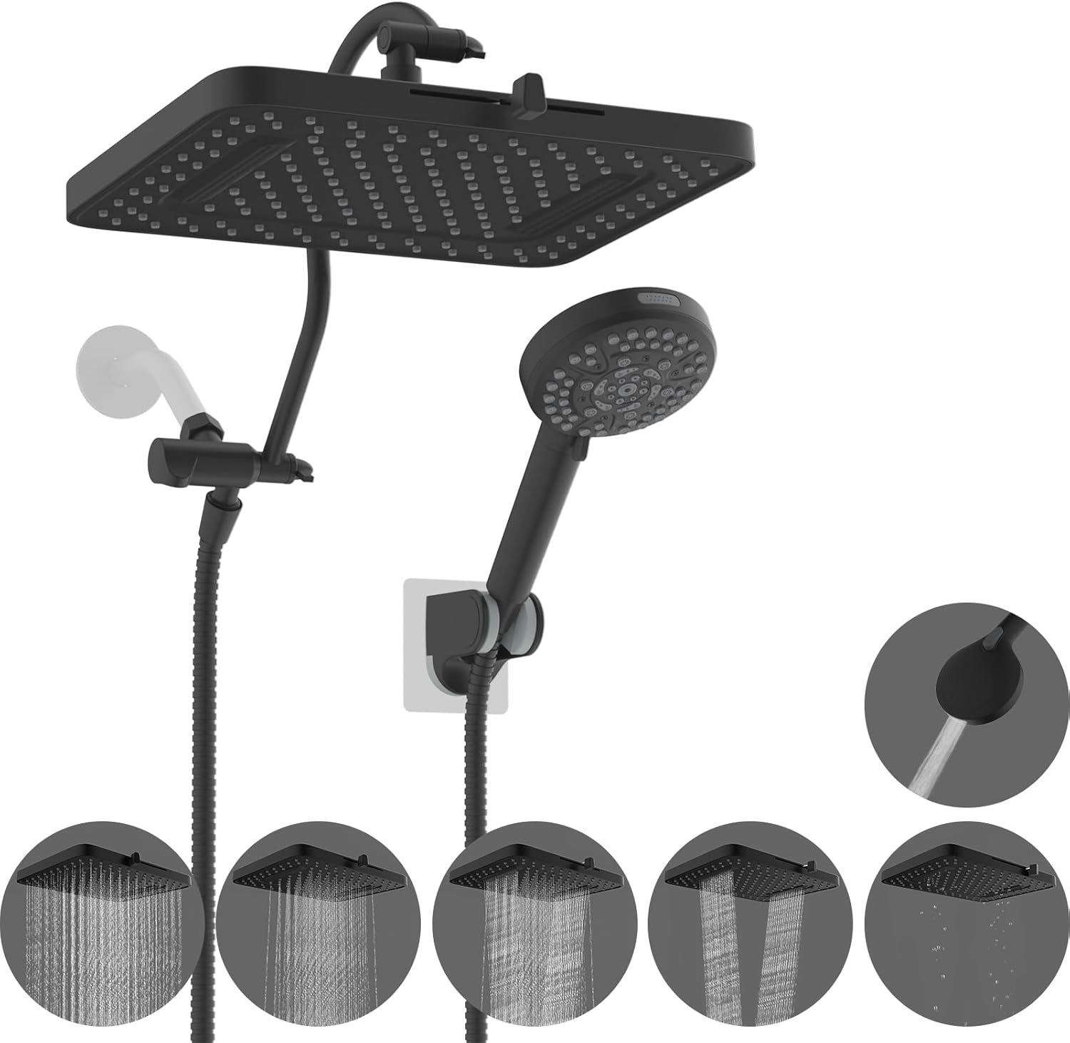 Hibbent -  cUPC Certified High Pressure 13 Inch Dual Shower Head Combo with 10 mode Handheld Spra...