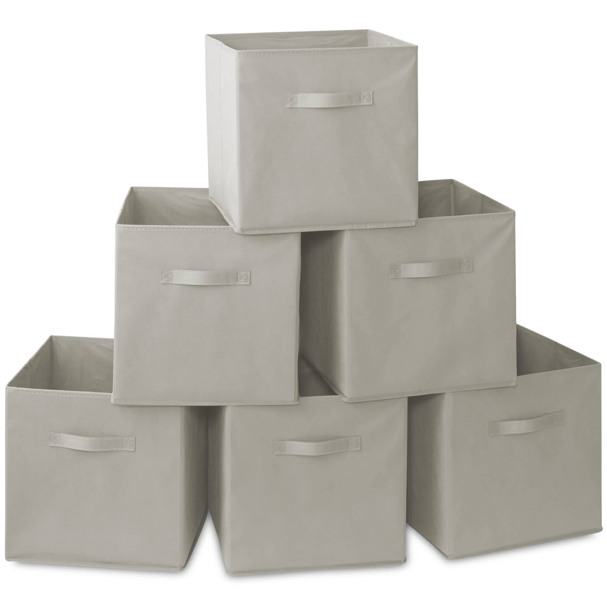 Casafield HOM-STO-13CC-LTGRY (Set of 6) Collapsible Fabric Cubes - 13-in Storage Bins - Light Gray