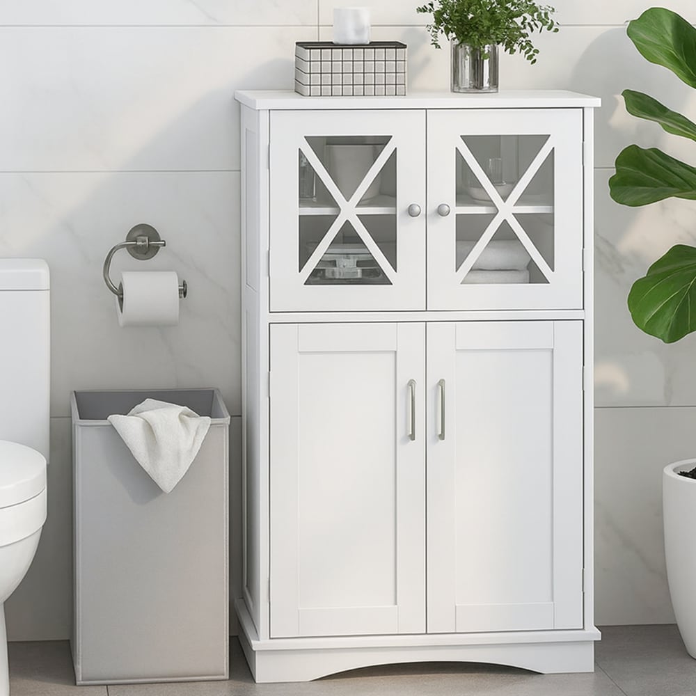 LIVIZA - 23.5-in x 42.5-in x 12-in White Freestanding Linen Cabinet