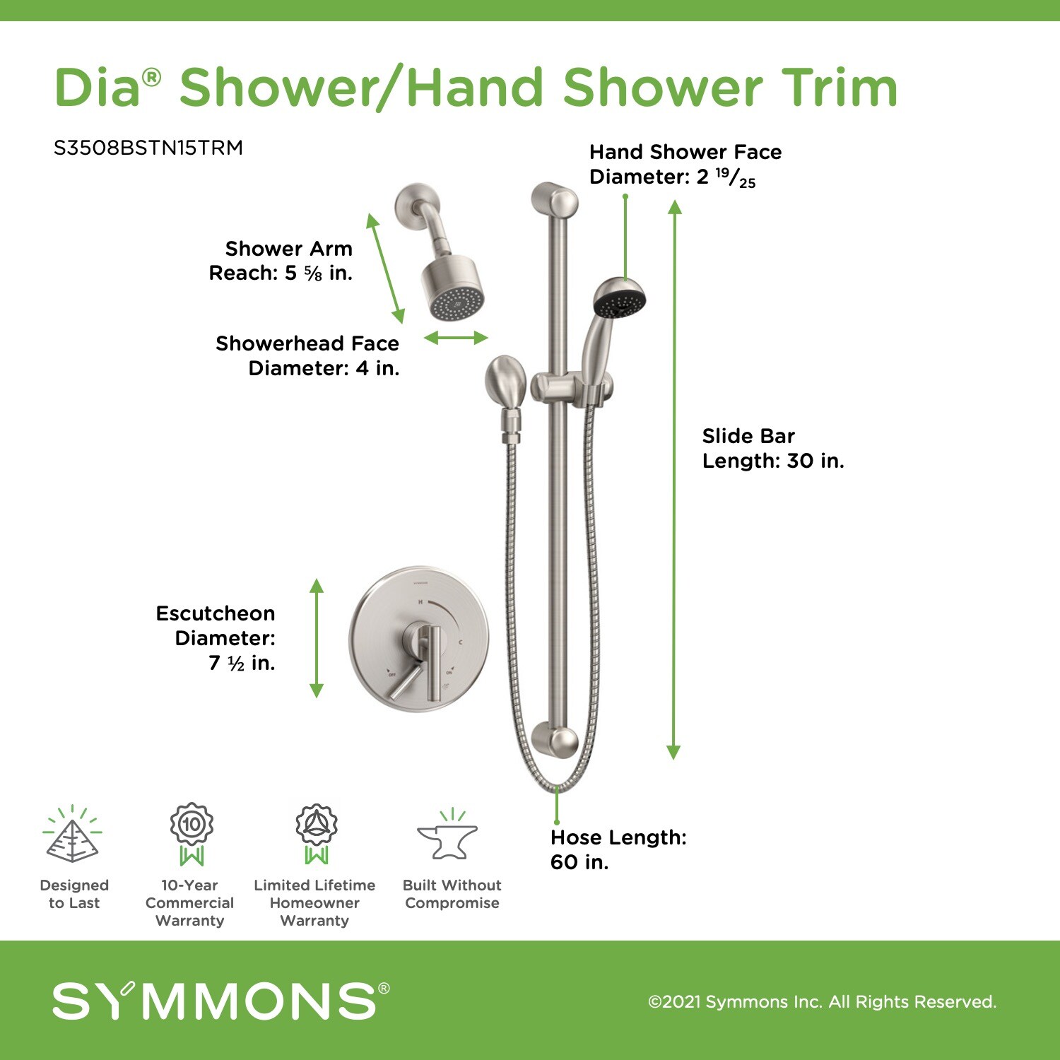 Symmons S3508BSTN15TRM Tub-Shower-Faucets - View #2