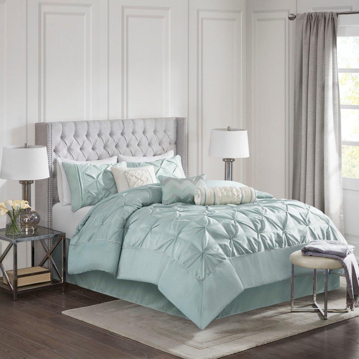 Tinyhomie 7 Piece Tufted Comforter Set Seafoam King