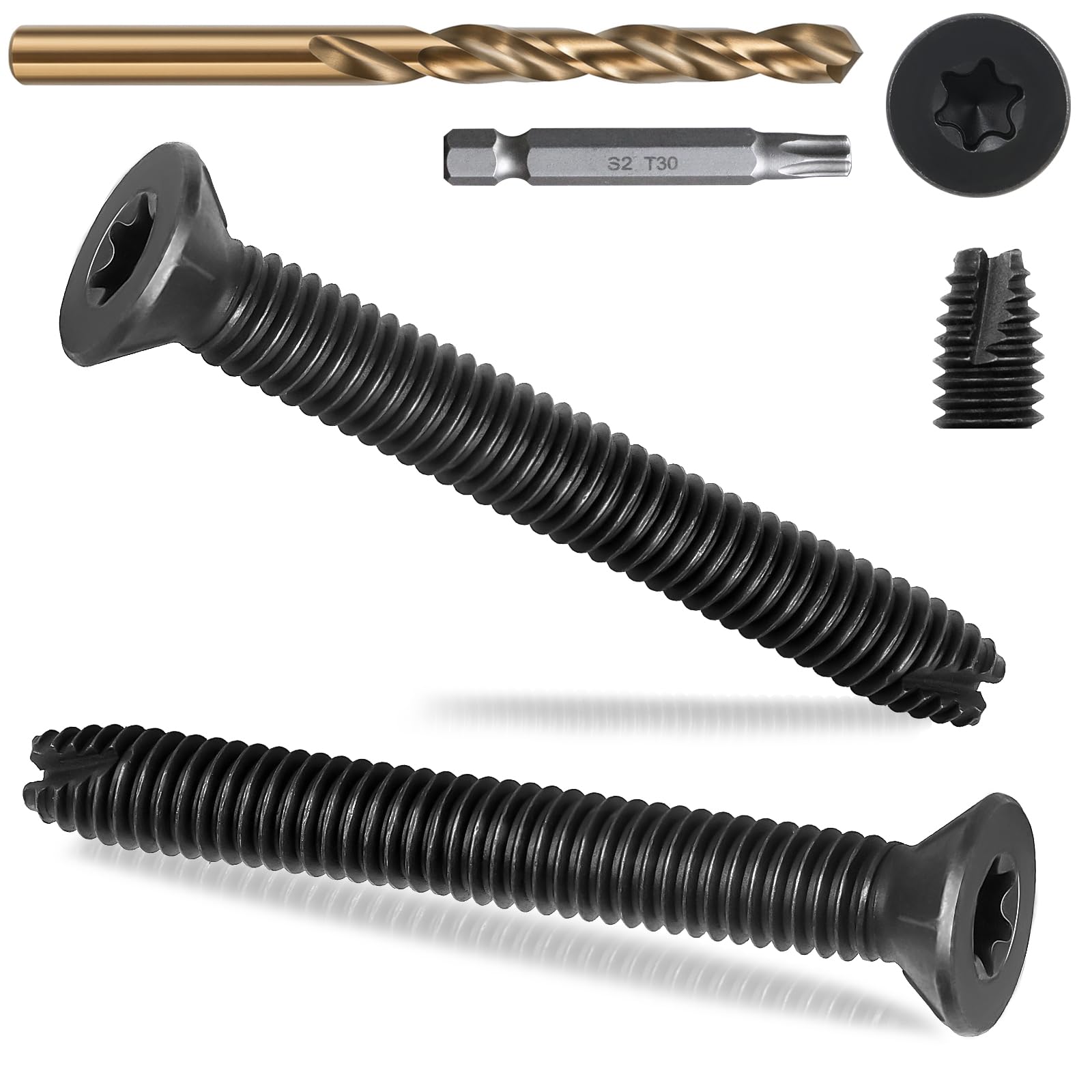 Phyfalip  5 16 18 x 2 Half Inch Flat Head Thread Cutting Self Drilling Deck Screws Type 7 Star Drive T30 Steel for Wood Metal 100 pack