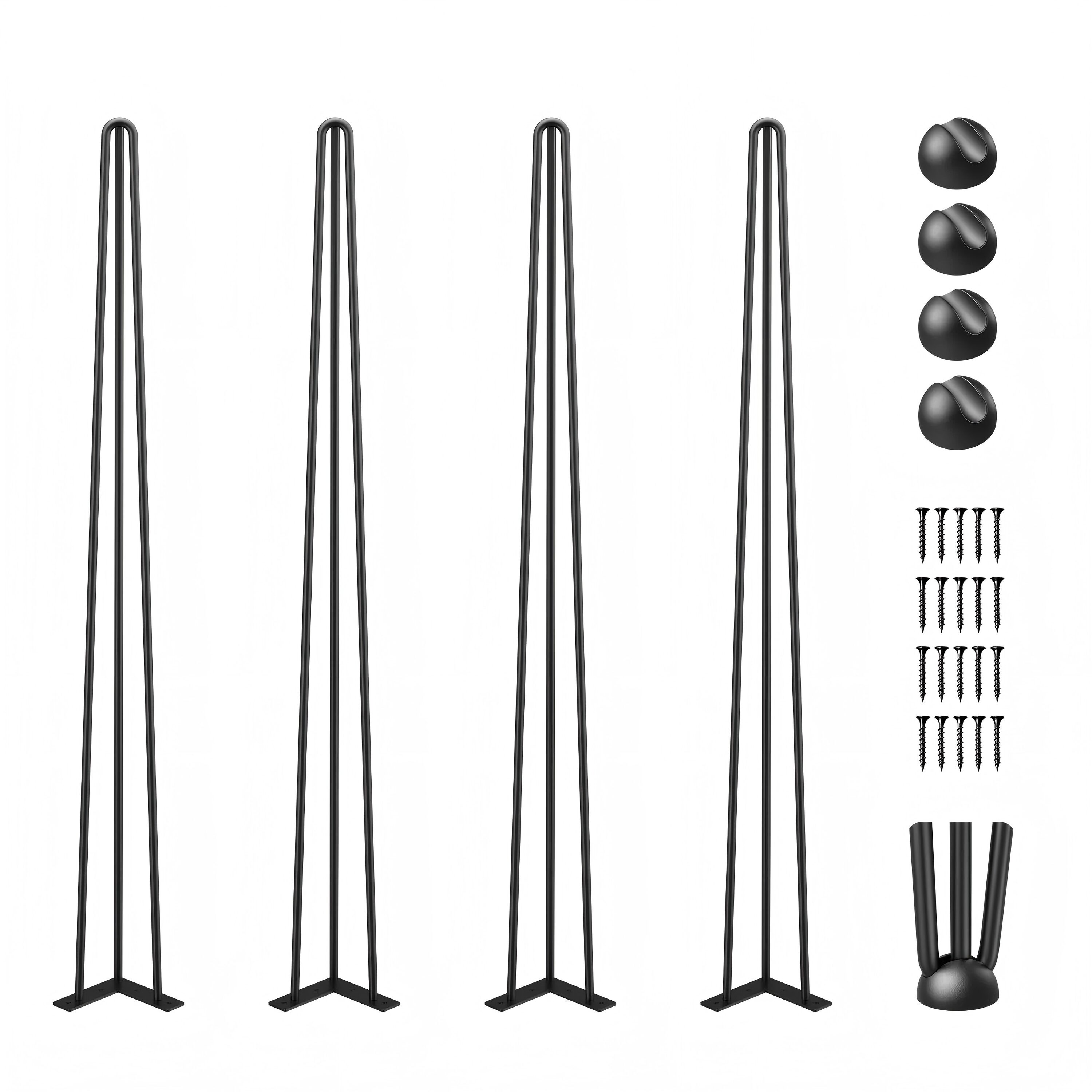 Numhew 34in H 3-Rod Black Hairpin Table Legs Set of 4