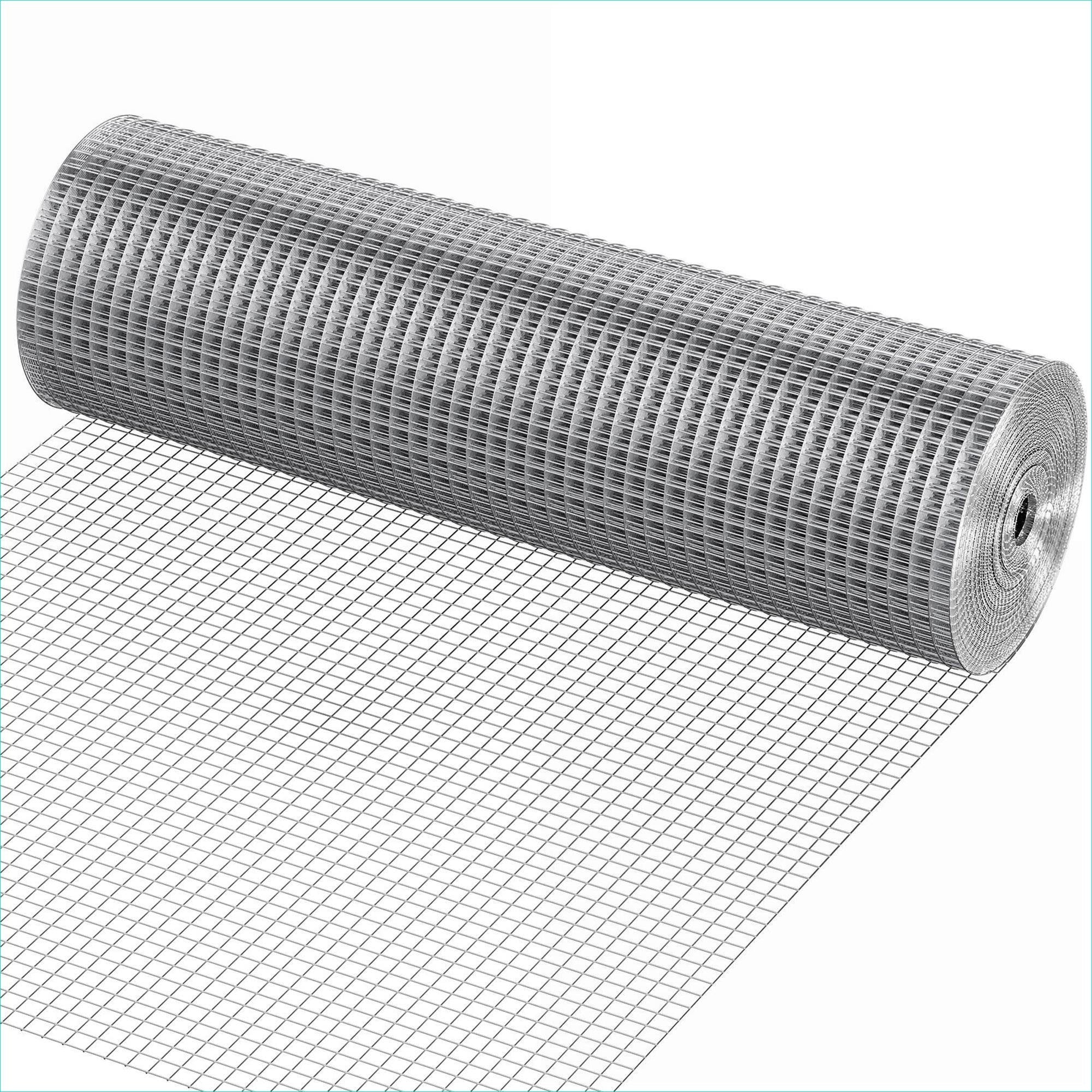 Watnature  1or2 Inch 19 Gauge Hot Dipped Galvanized Hardware Cloth 24in times 50ft Brushed Silver Wire Mesh Roll for Fencing Garden Animal Cages
