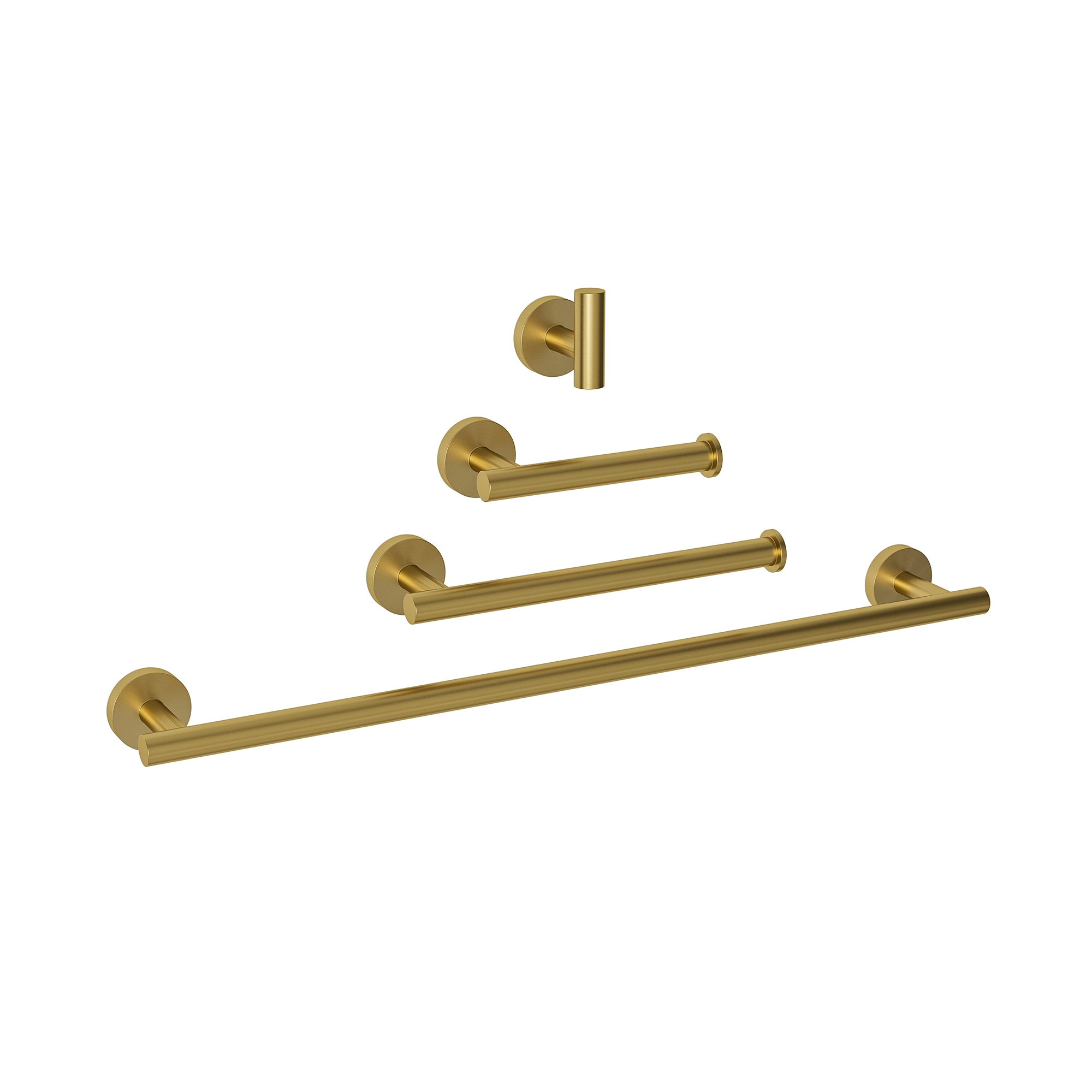 EVERSTEIN Q-830-OTOP 4 -Piece Brushed Gold Decorative Bathroom Hardware Set Towel Bar, Toilet Paper Holder, ,Robe Hook Included