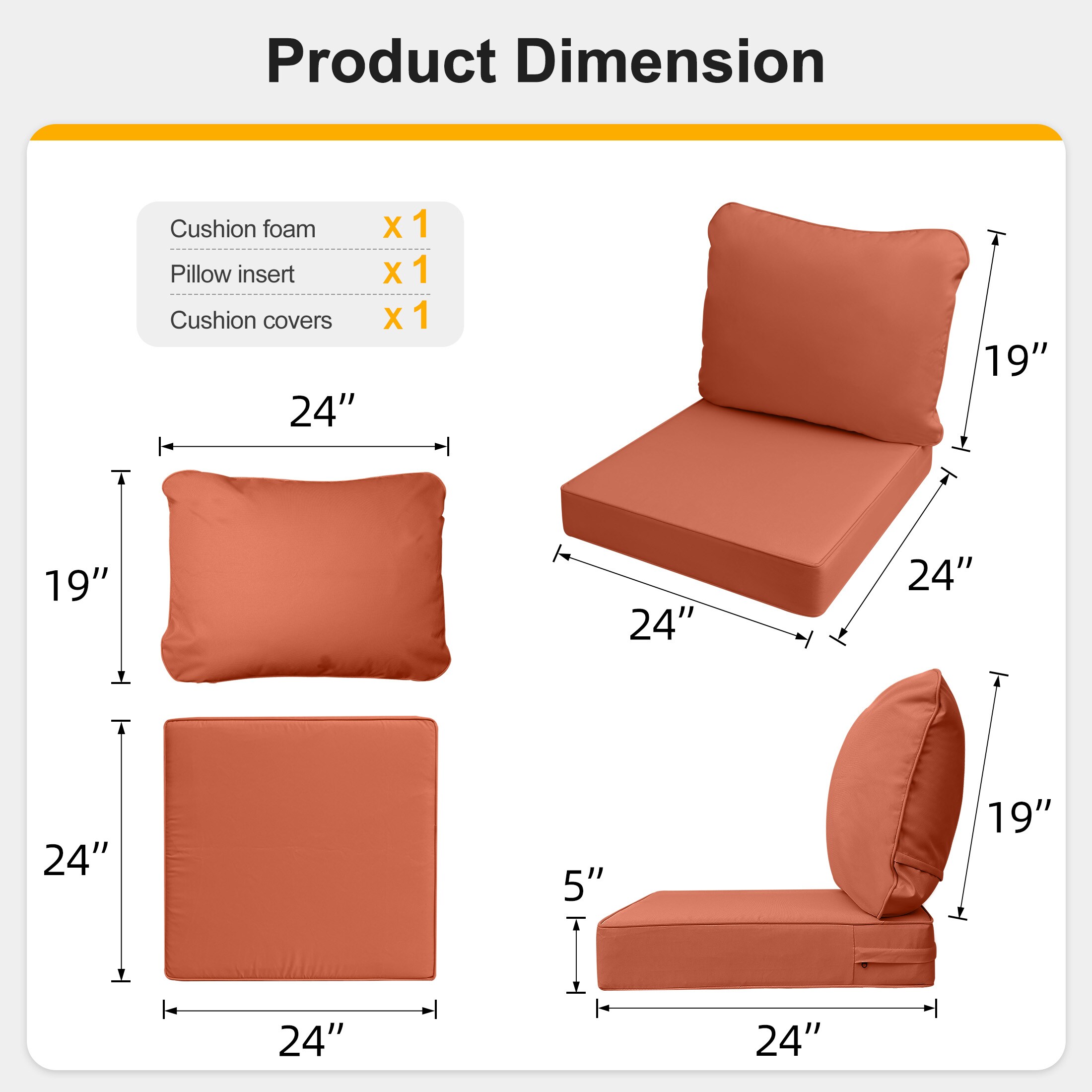 AAAAAcessories LSPC-SF-2424-XHON Patio-Furniture-Cushions - View #7