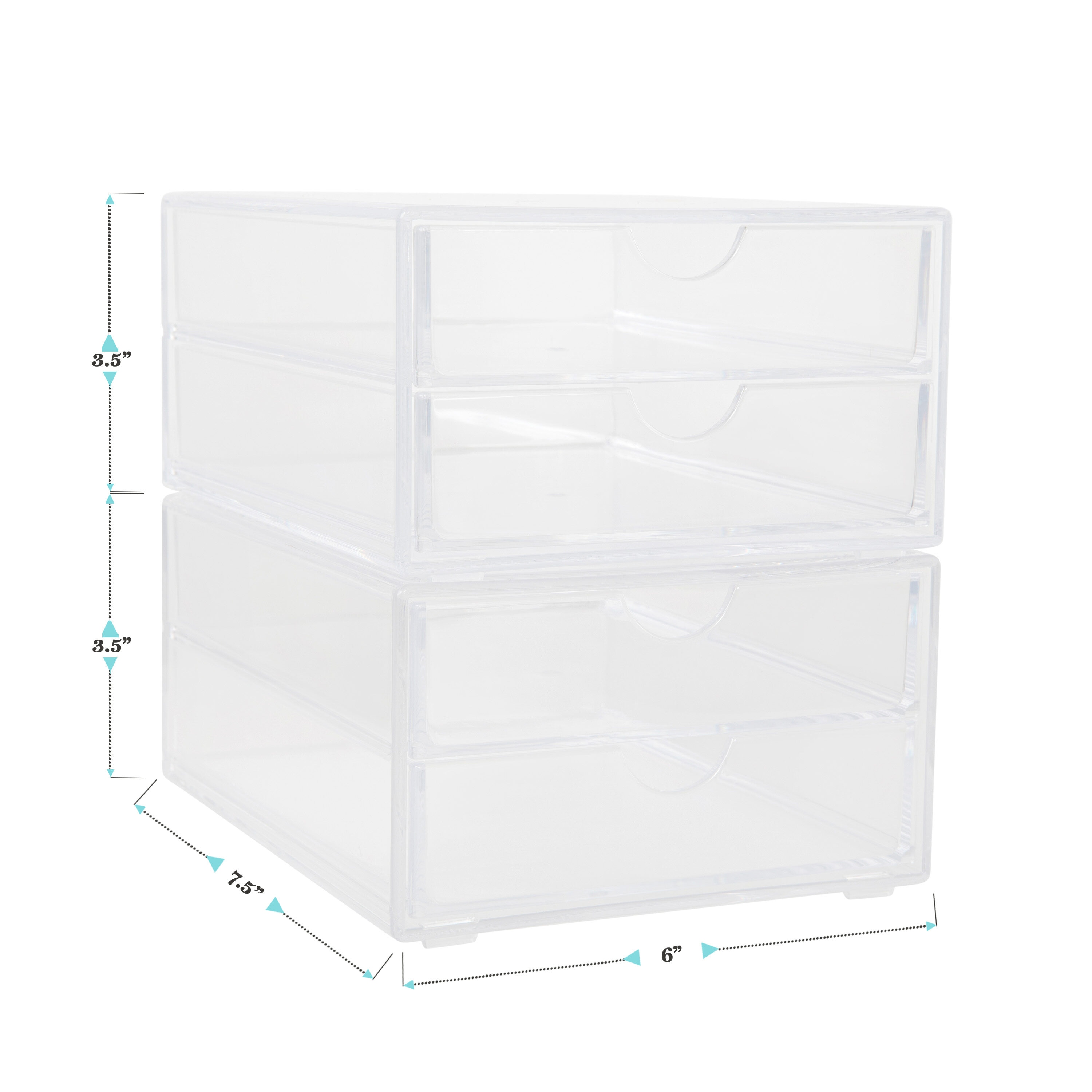 Clear Plastic Stackable Desktop Organizer with 2 Drawers