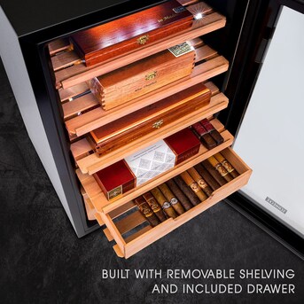 Schmecke 29.1-in x 16.9-in x 17.7-in Stainless Steel Freestanding Cabinet Humidor (Holds 400) in the Humidors at Lowes.com