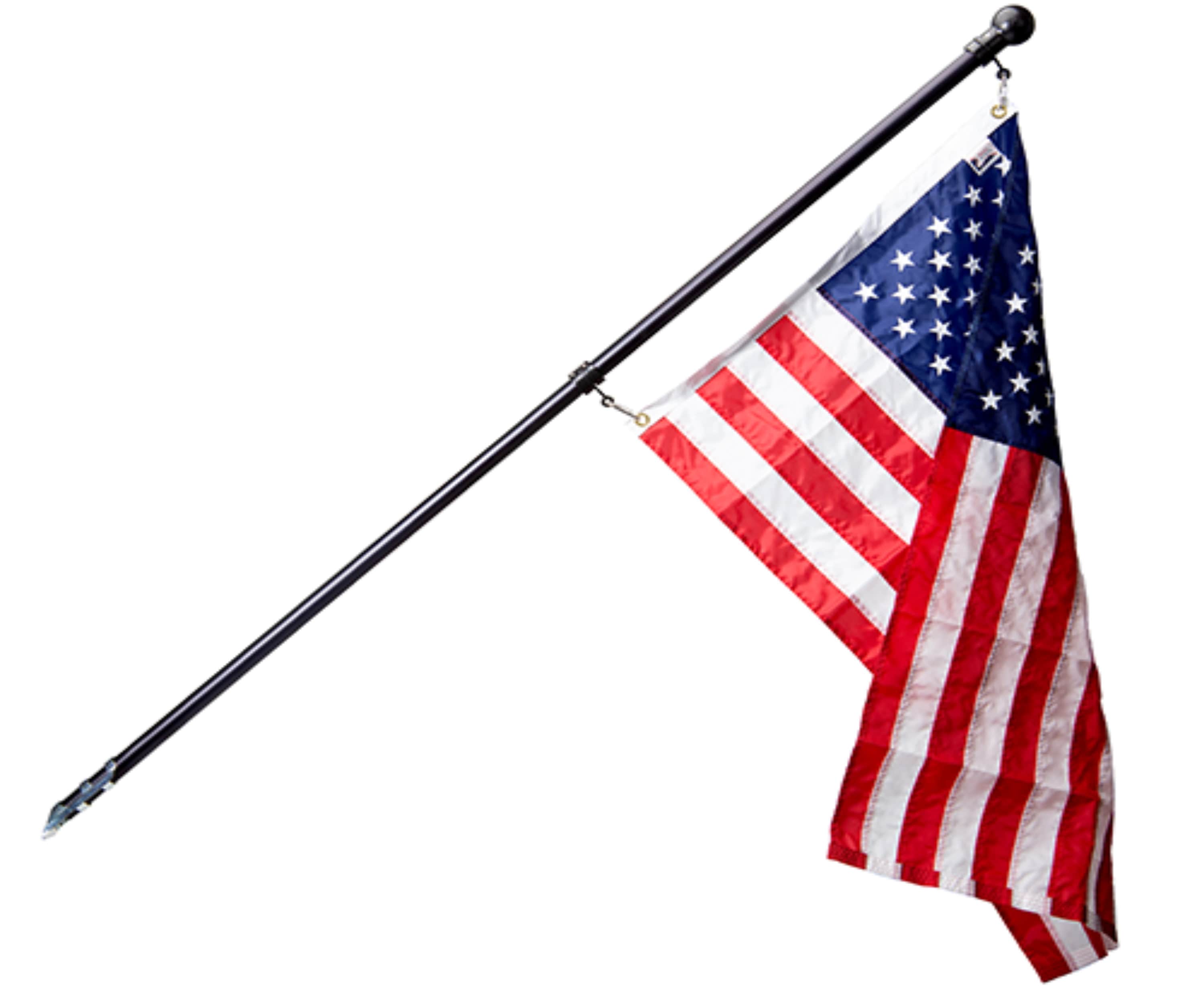 5' FT WOODEN FLAG POLE KIT WITH BRACKET & 3X5 USA AMERICAN FLAG 