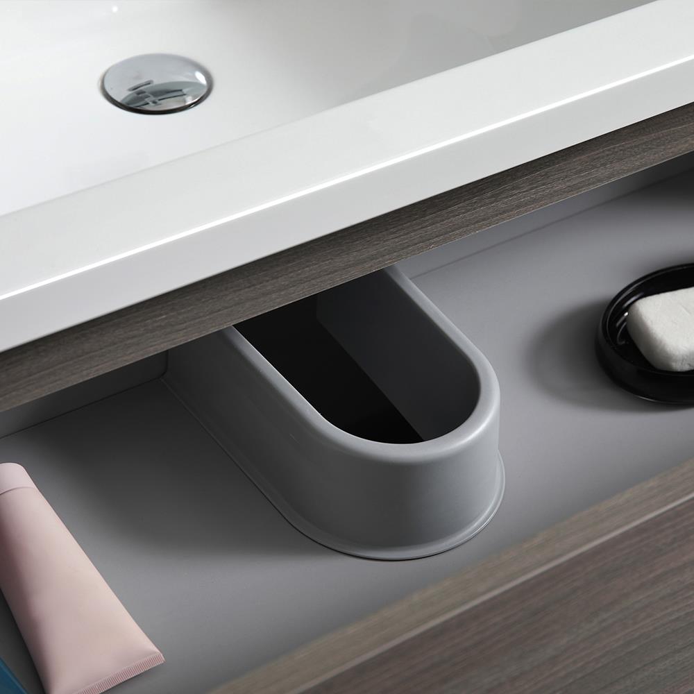 Gray Wood 60" Freestanding Double Sink Vanity with Acrylic Top