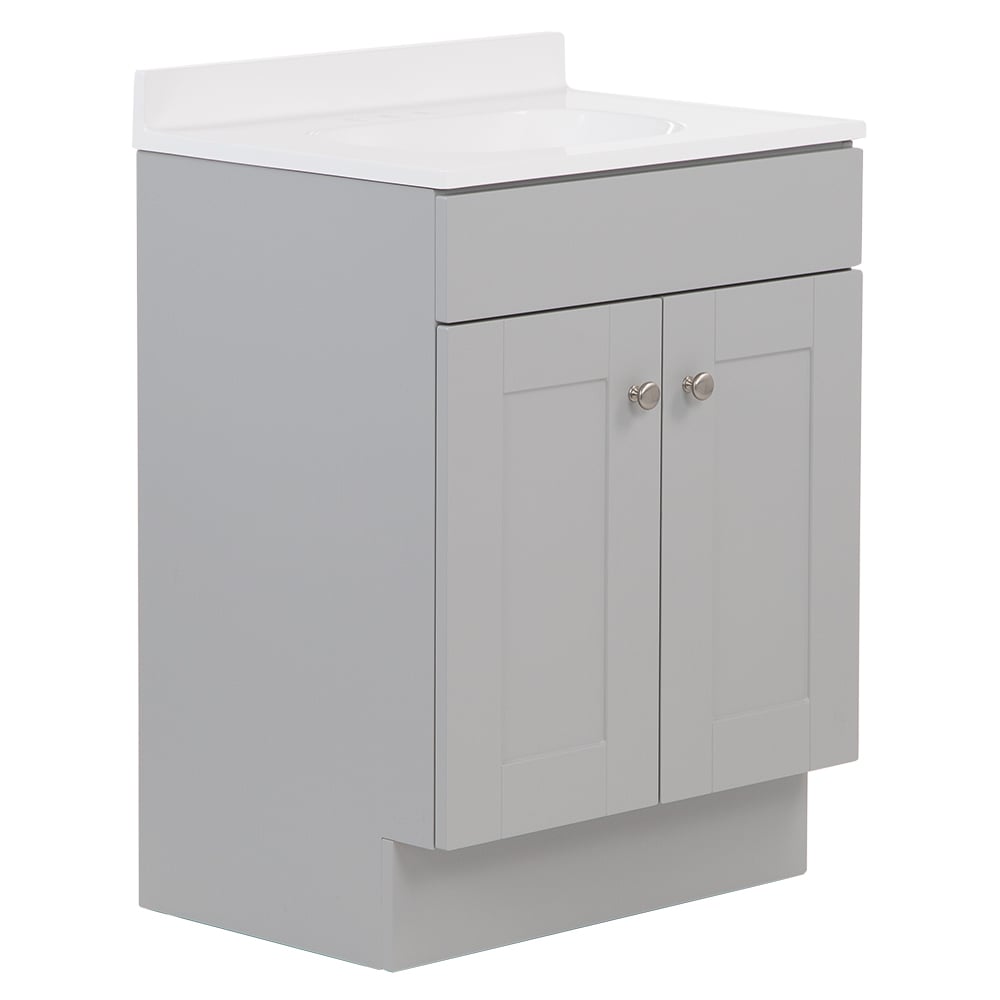 Project Source 24 in Gray Single Sink Bathroom Vanity with White