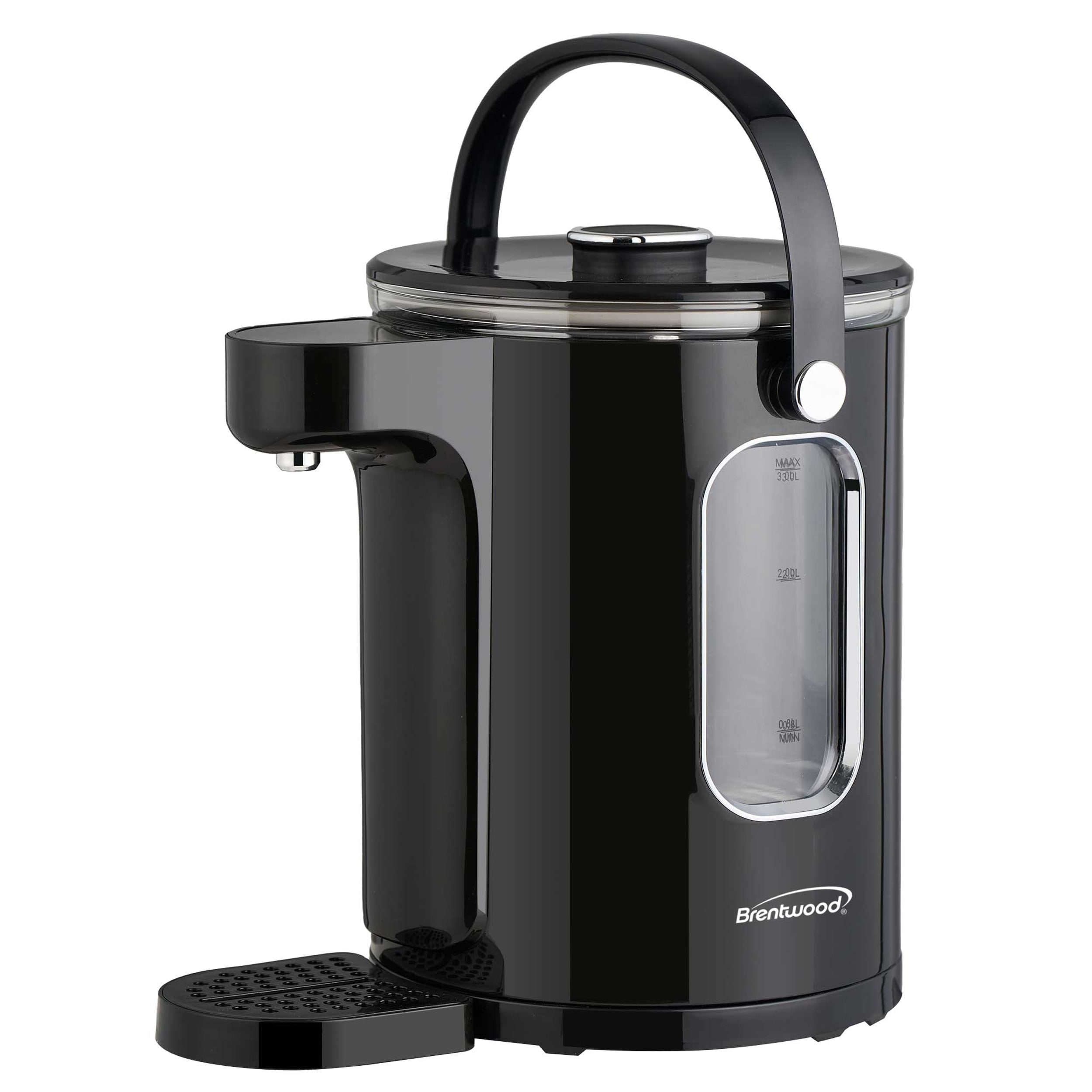 Brentwood  3 Liter 1100w Digital Glass Instant Hot Water Dispenser in Black with Tea Infuser