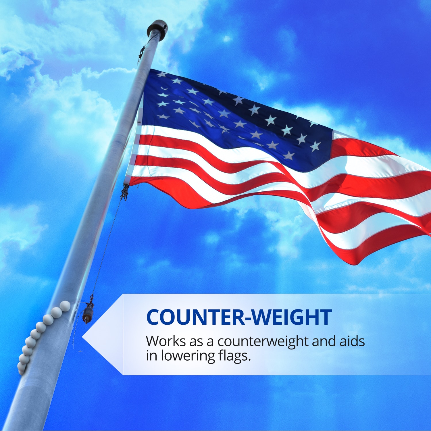 White Nylon Beaded Flag Retainer Ring for 5-6 Inch Flagpole