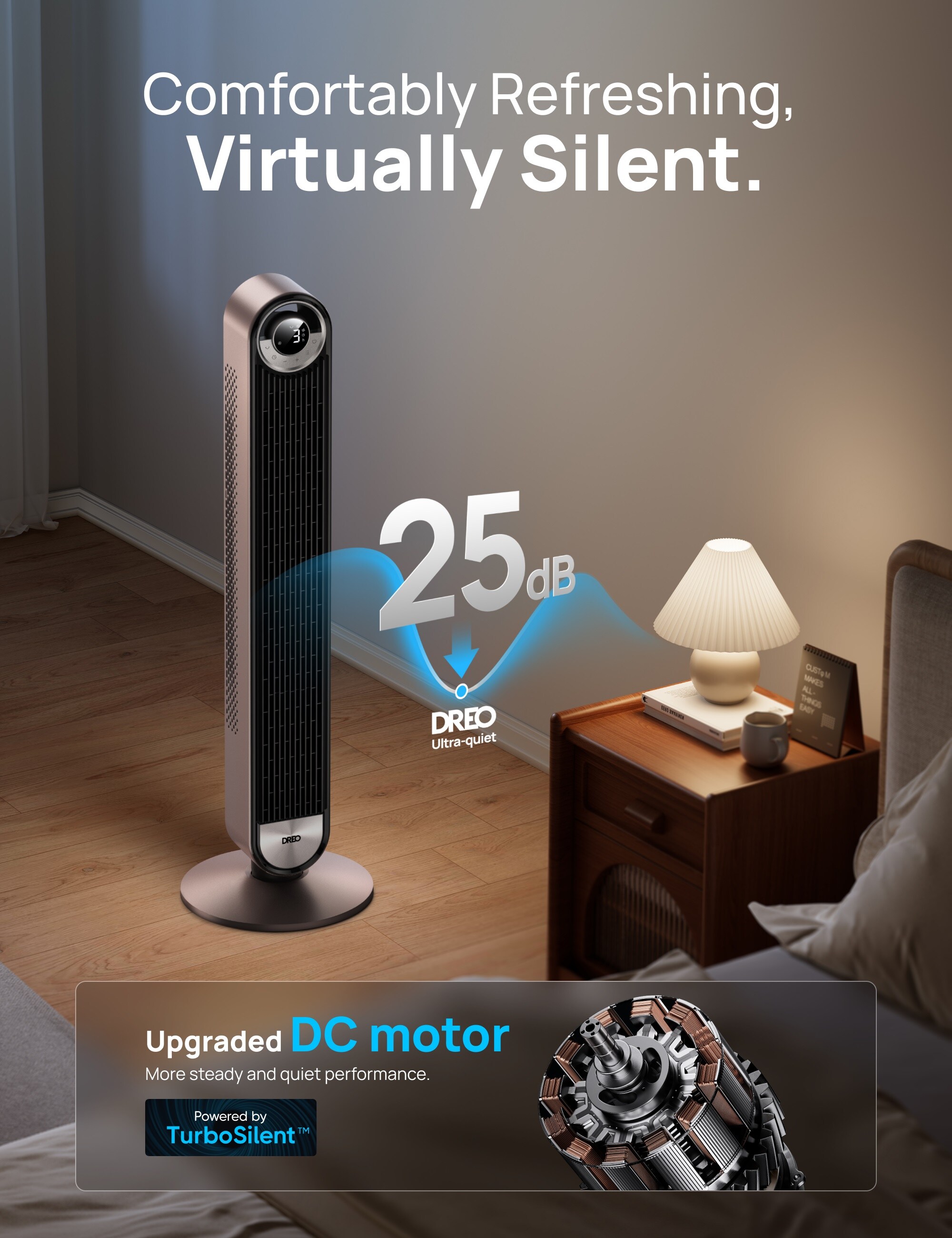 DREO 13-in 120 -Volt 9 -Speed Indoor Starlight Oscillating Tower Fan with Remote