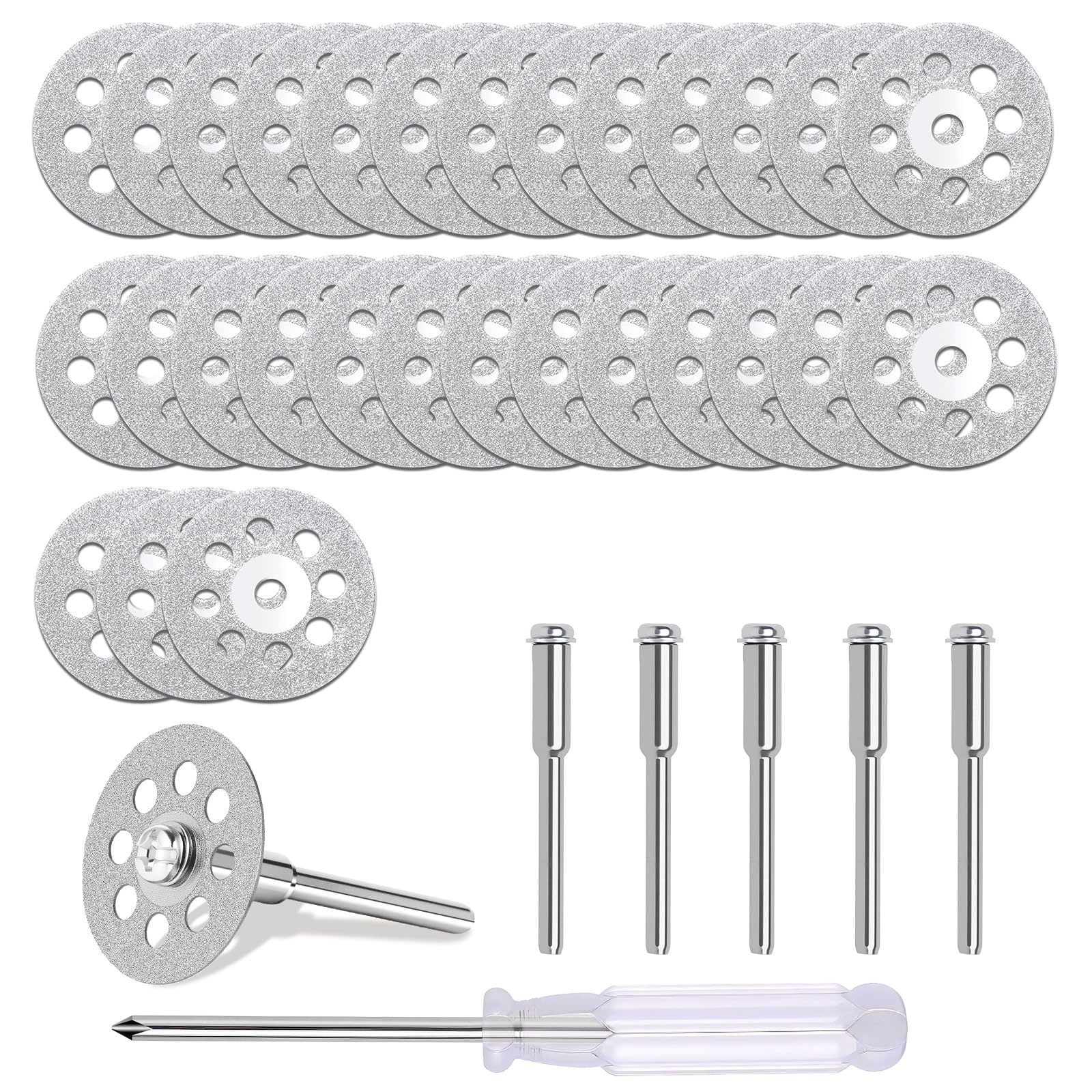Etokfoks 30 Piece 545 Diamond Cutting Disc Kit with 0 86 in Cutting Wheels 6 Mandrels and Screwdriver #LET0P1XRO