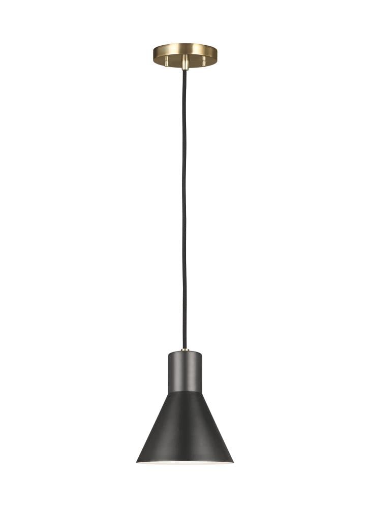Satin Brass and Black Steel LED Mini Pendant Light