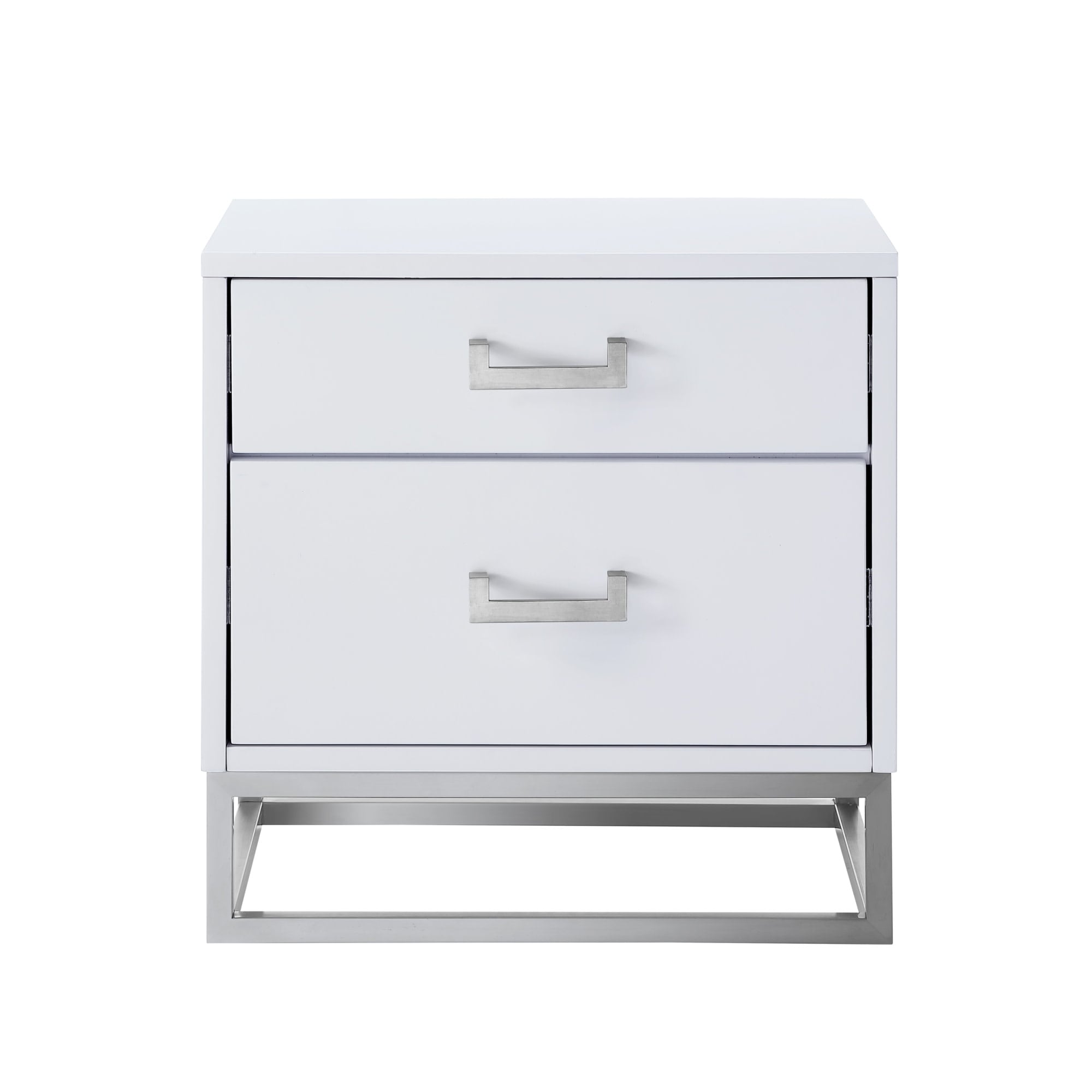 Nicole Miller NST156-09WE-LS Millani 20-in W x 24-in H White/Chrome Wood veneer Rectangular Modern End Table with Storage Assembly Required