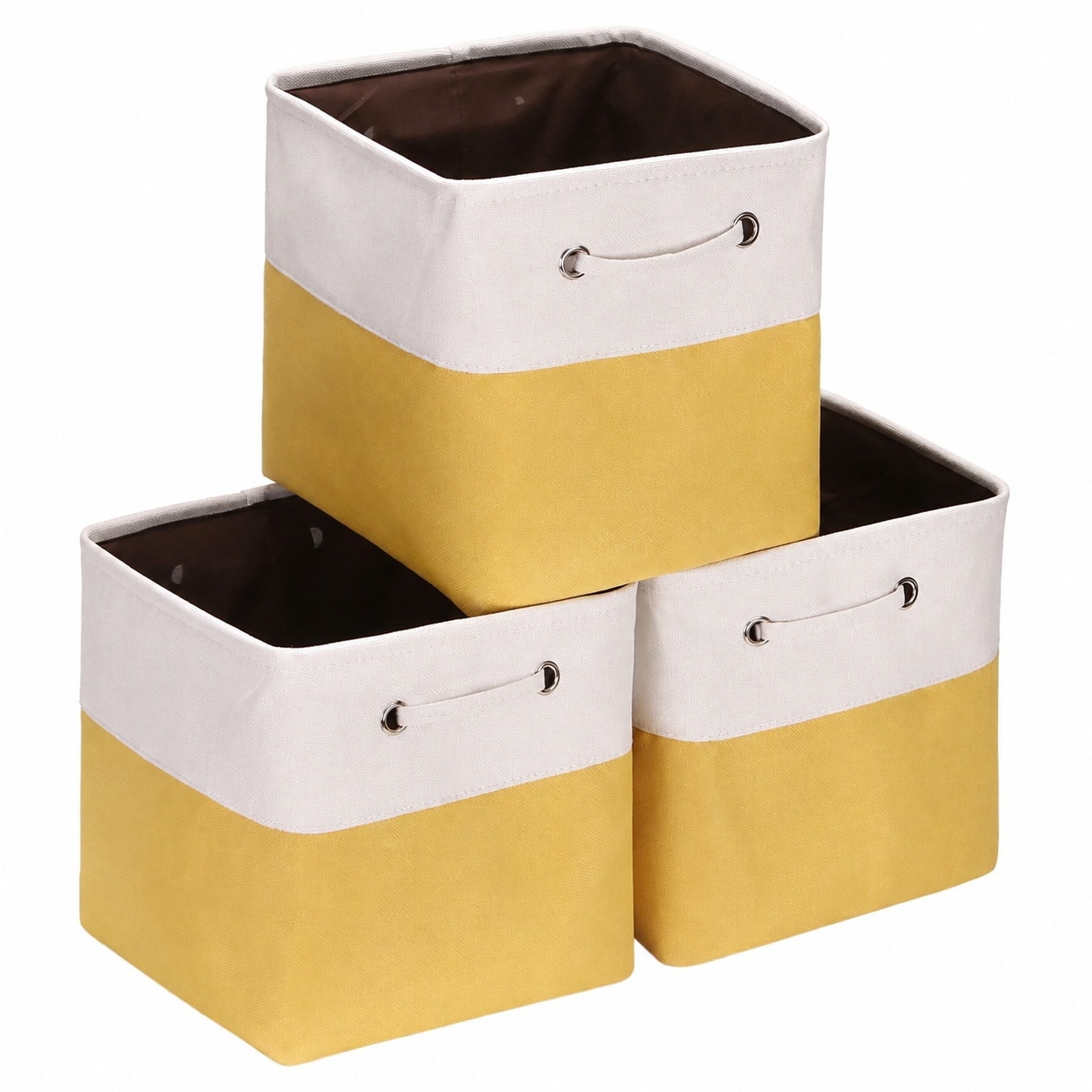 Oyezvary  3 Pack Cubic Storage Basket Set Storage Cube Organizer Clothes Toys Bin 11 by 11 by 11 Inches Big Square Canvas Fabric Collapsible