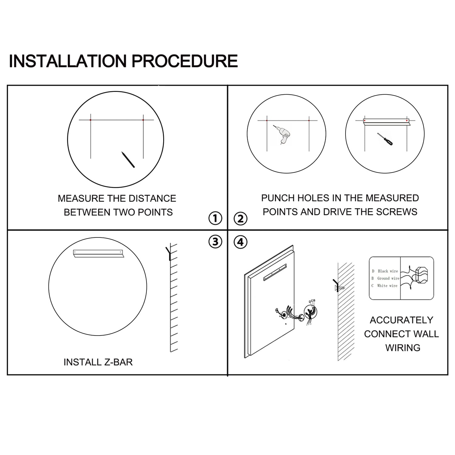 SINOFURN 24-in x 24-in Frameless Round Dimmable LED Lighted Fog Free ...