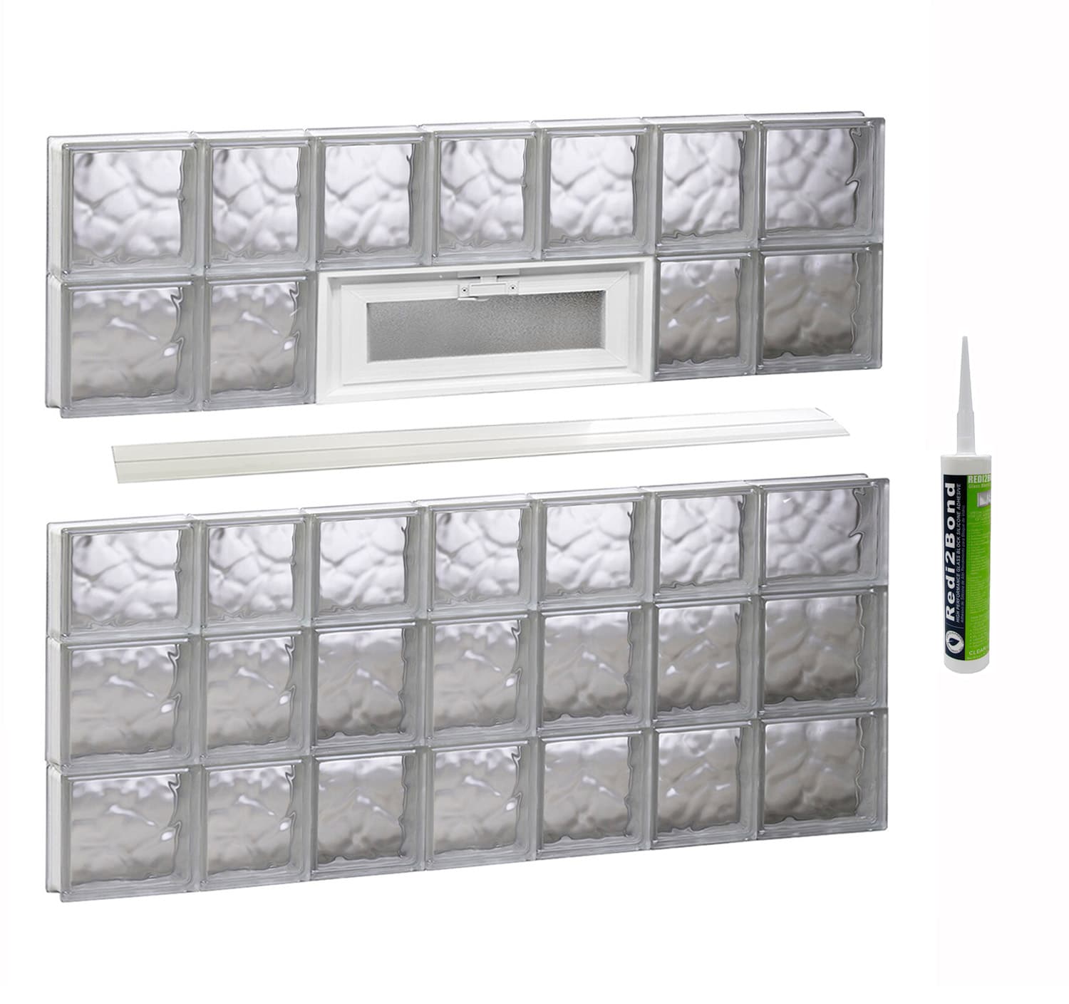 REDI2SET Wavy Glass Frameless Replacement Vented Glass Block Window